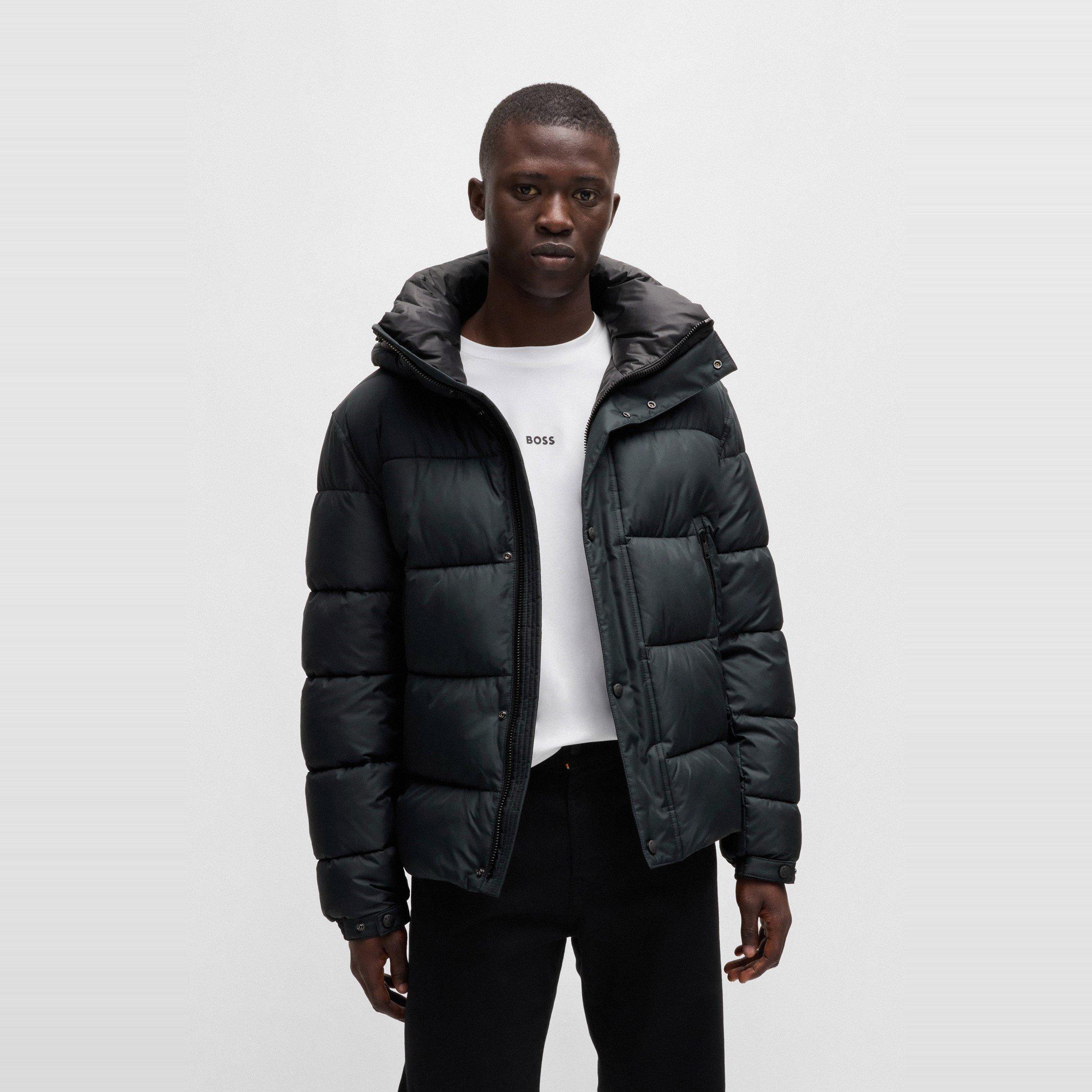 Black 001 - Boss - Men's Omaris Water-Repellent Hooded Long Sleeve Short Puffer Jacket - 2