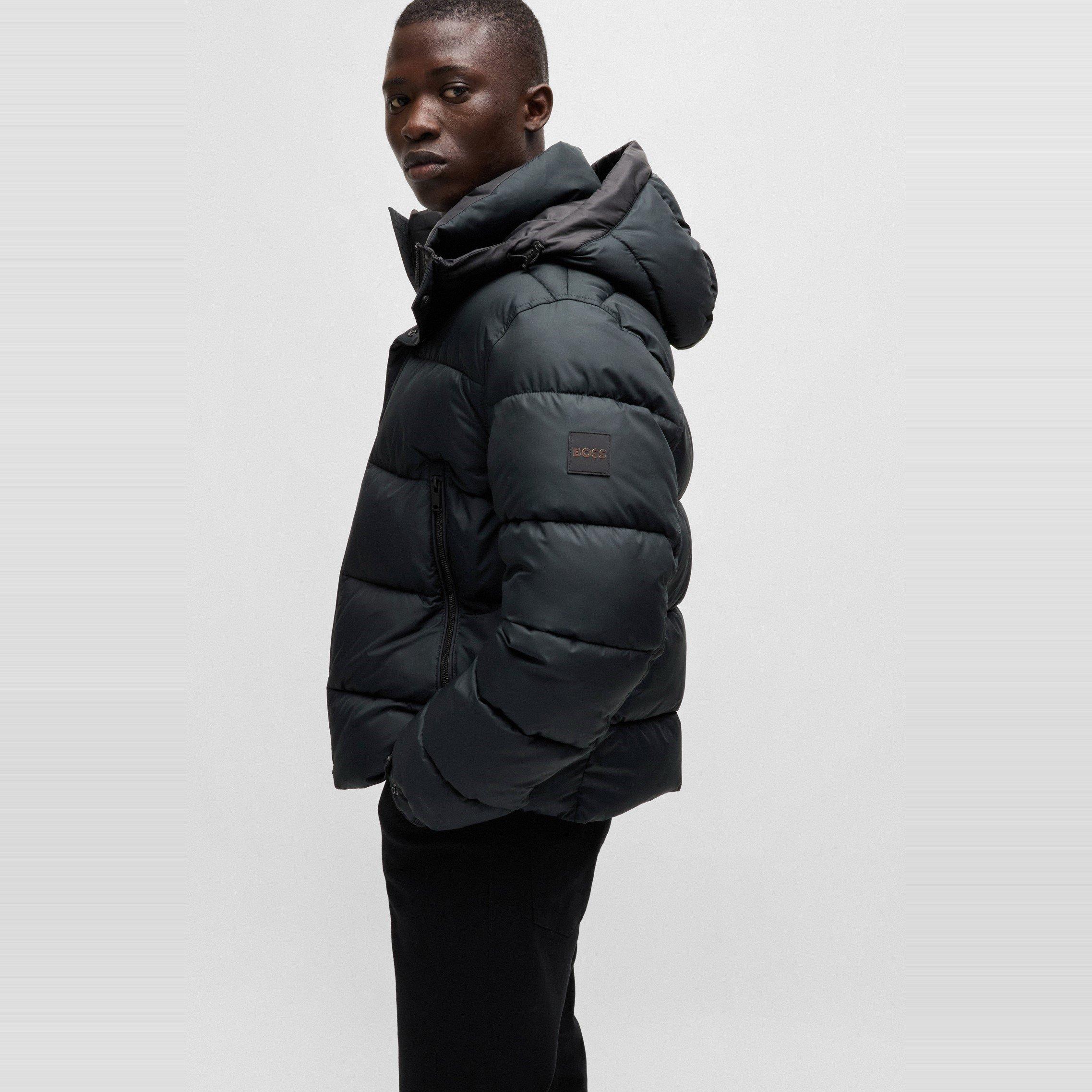 Black 001 - Boss - Men's Omaris Water-Repellent Hooded Long Sleeve Short Puffer Jacket - 5