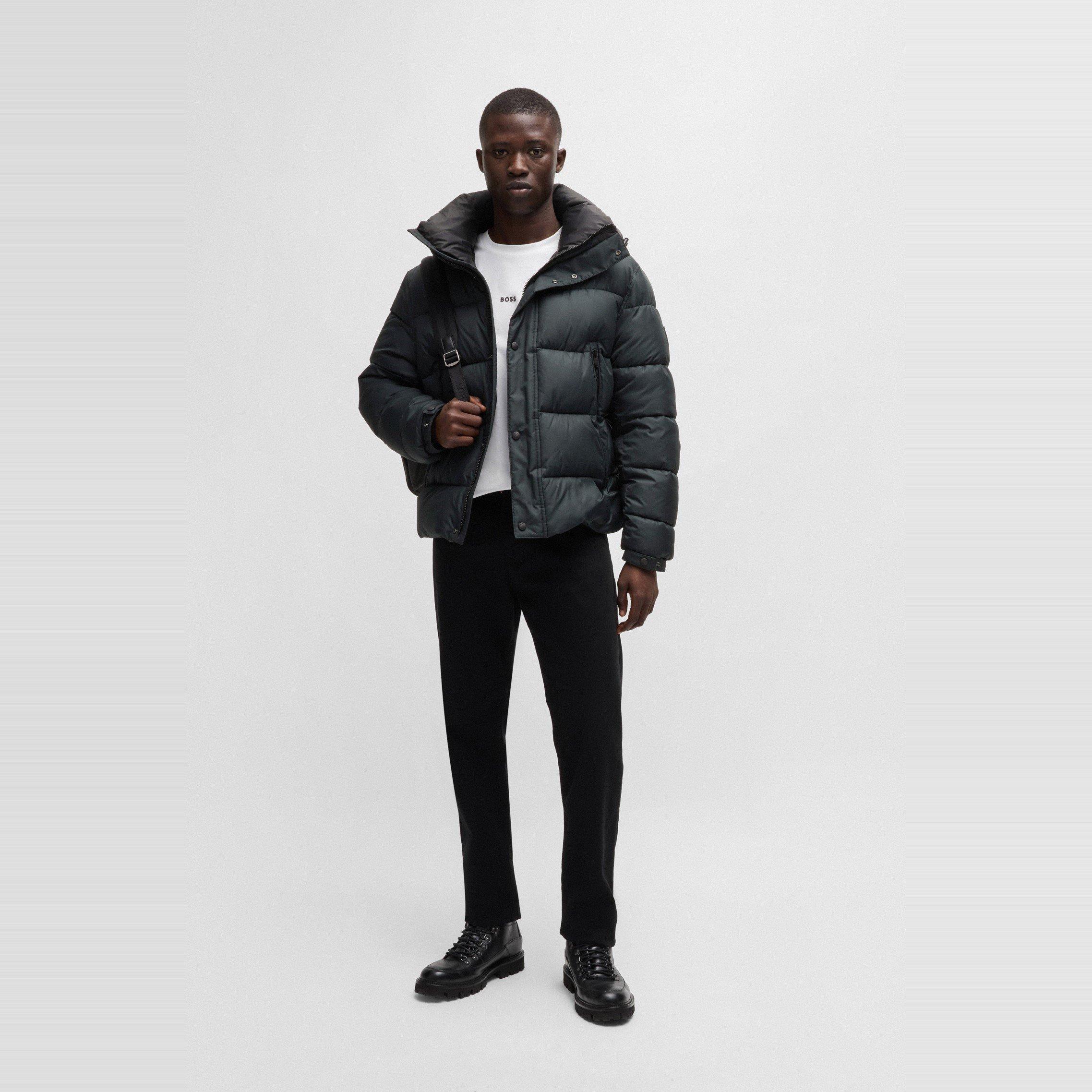 Black 001 - Boss - Men's Omaris Water-Repellent Hooded Long Sleeve Short Puffer Jacket - 6