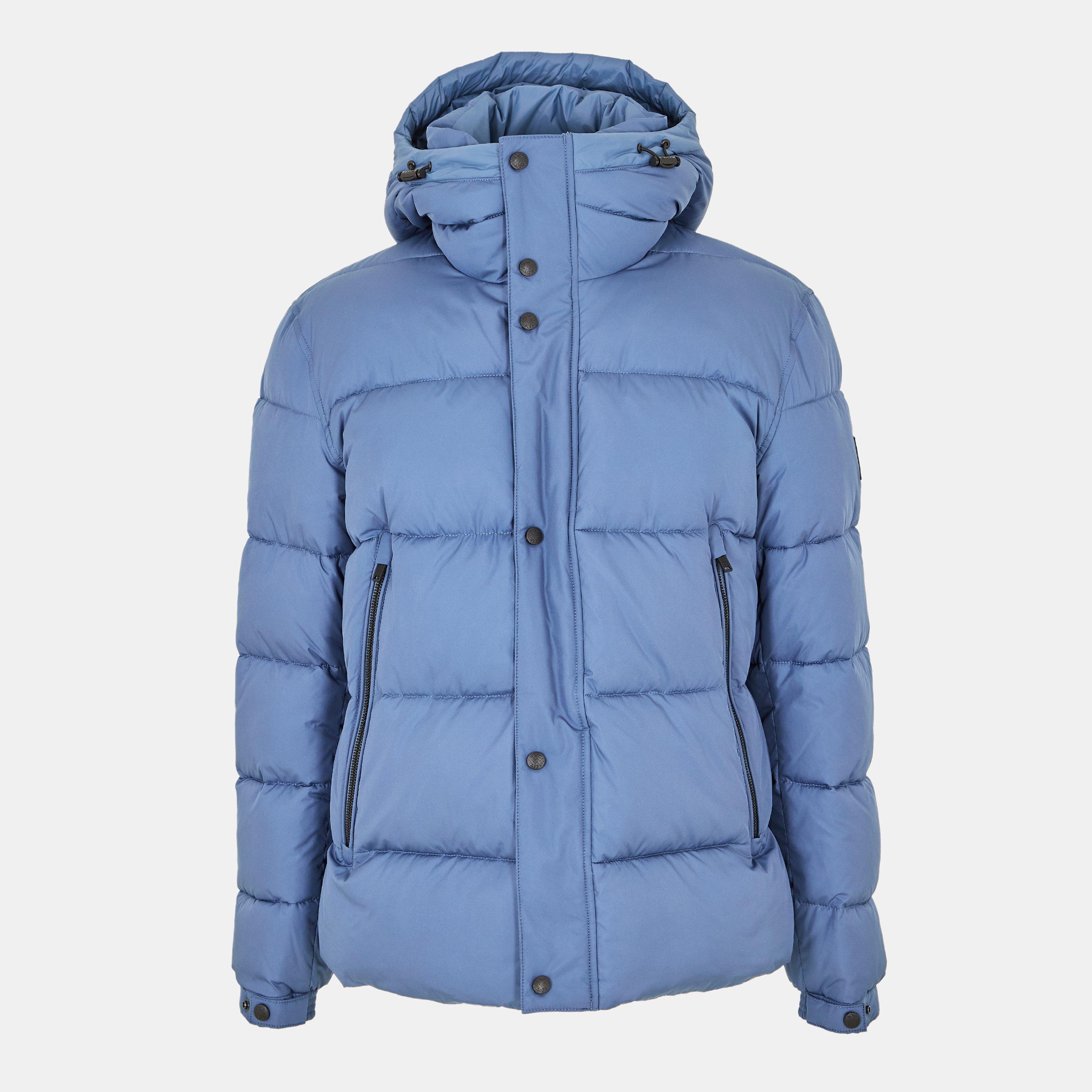 Boss Men's Omaris Water-Repellent Hooded Long Sleeve Short Puffer Jacket - Open Blue 495 - 2XL