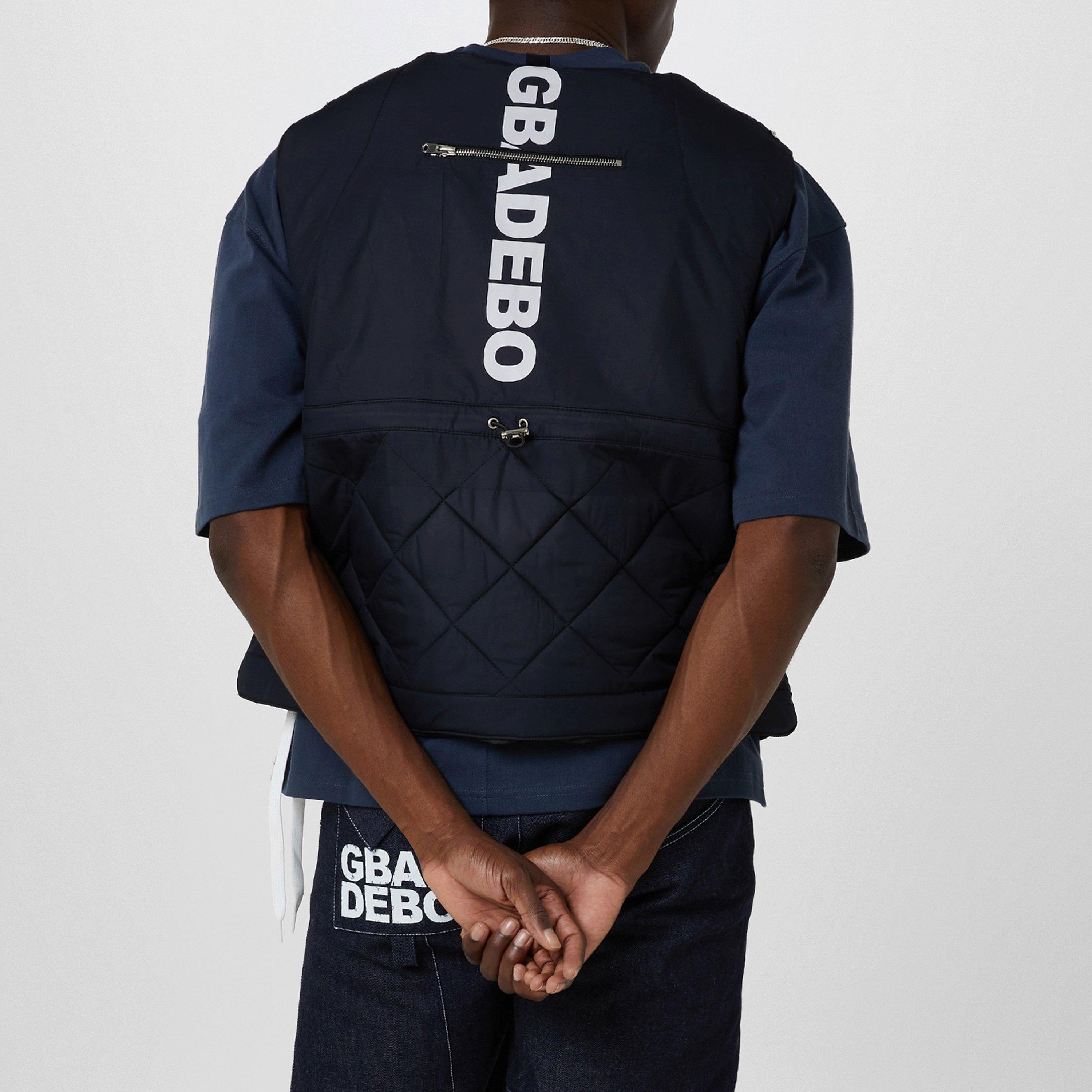 Blue - Gbadebo - Men's Utility Vest Reversible Quilted Oversized Fit Gilet - 4