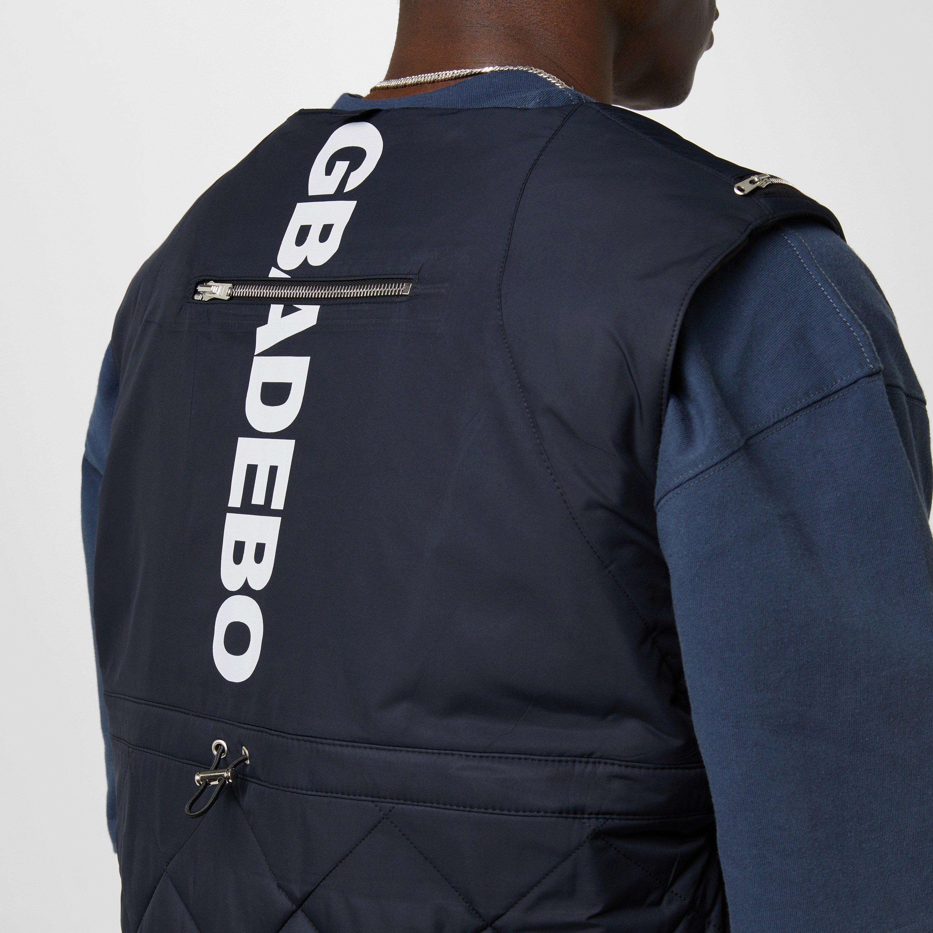 Blue - Gbadebo - Men's Utility Vest Reversible Quilted Oversized Fit Gilet - 5