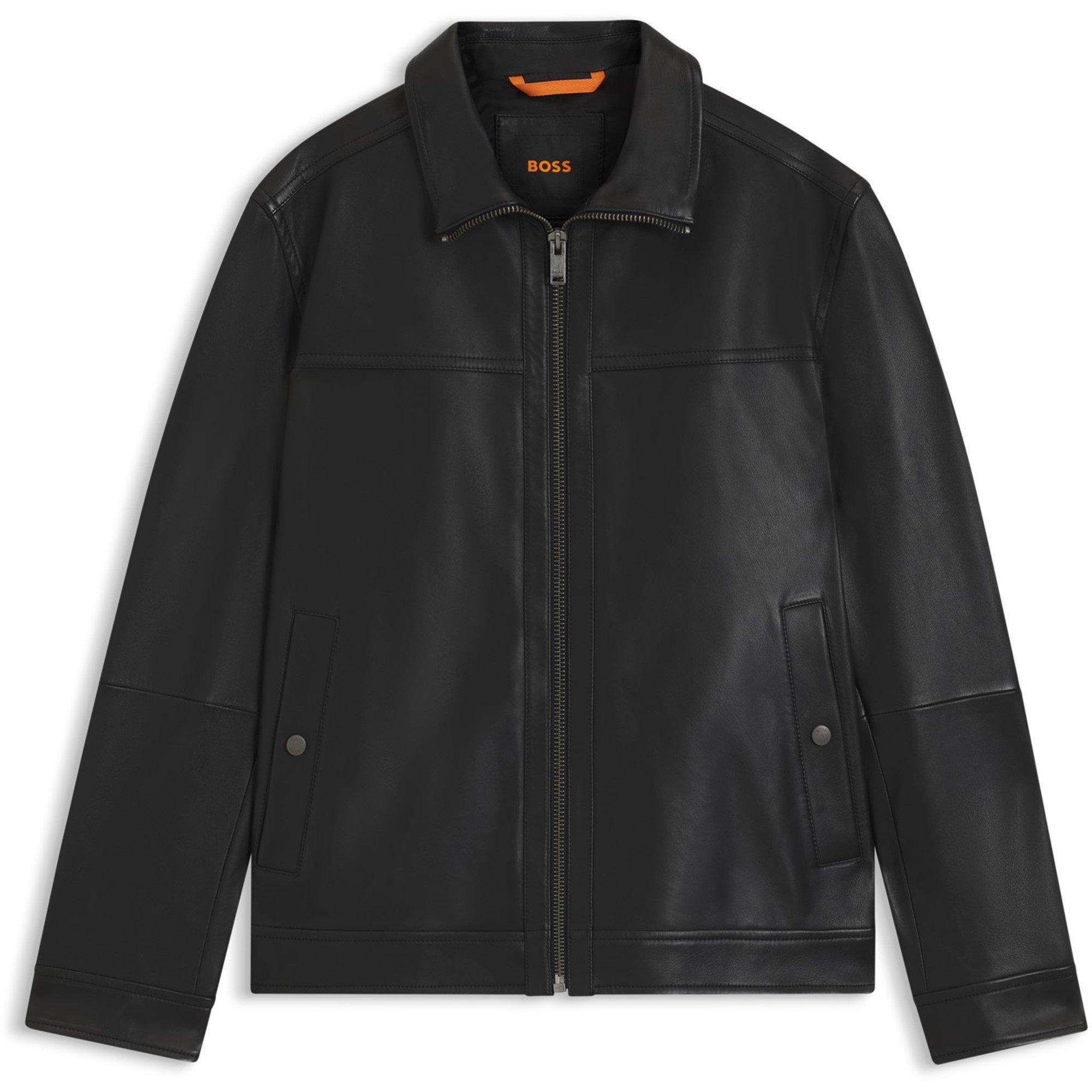 Boss Orange Men's Jorest Orange Long Sleeve Leather Jacket | USC