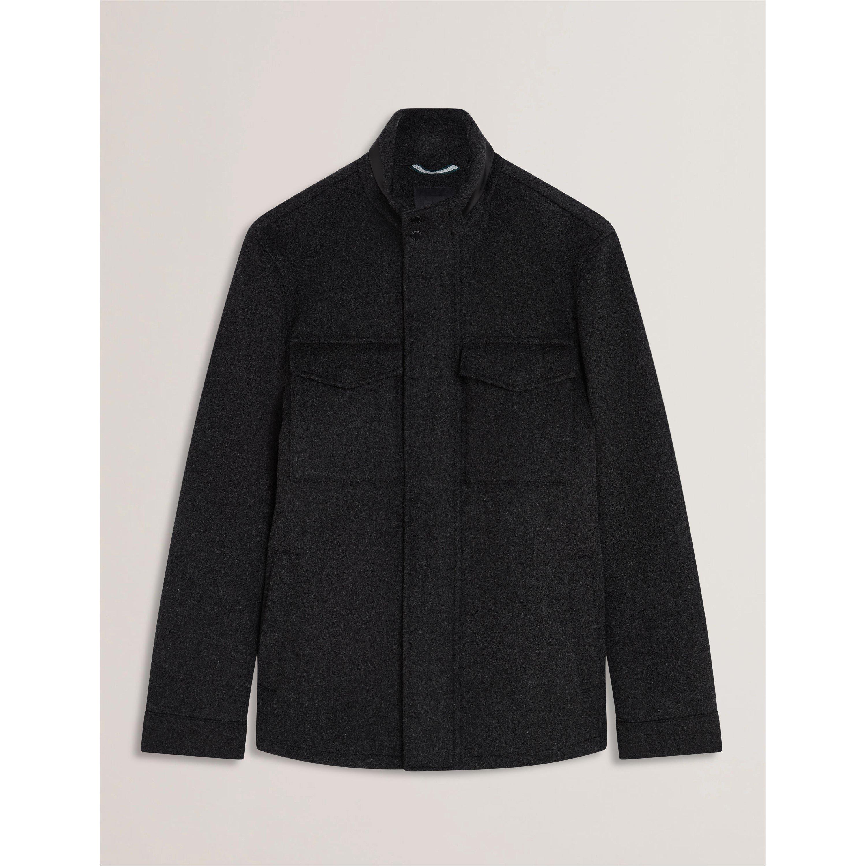 Ted Baker Men's Funnel Neck Overcoat - Charcoal - 2XL (6)