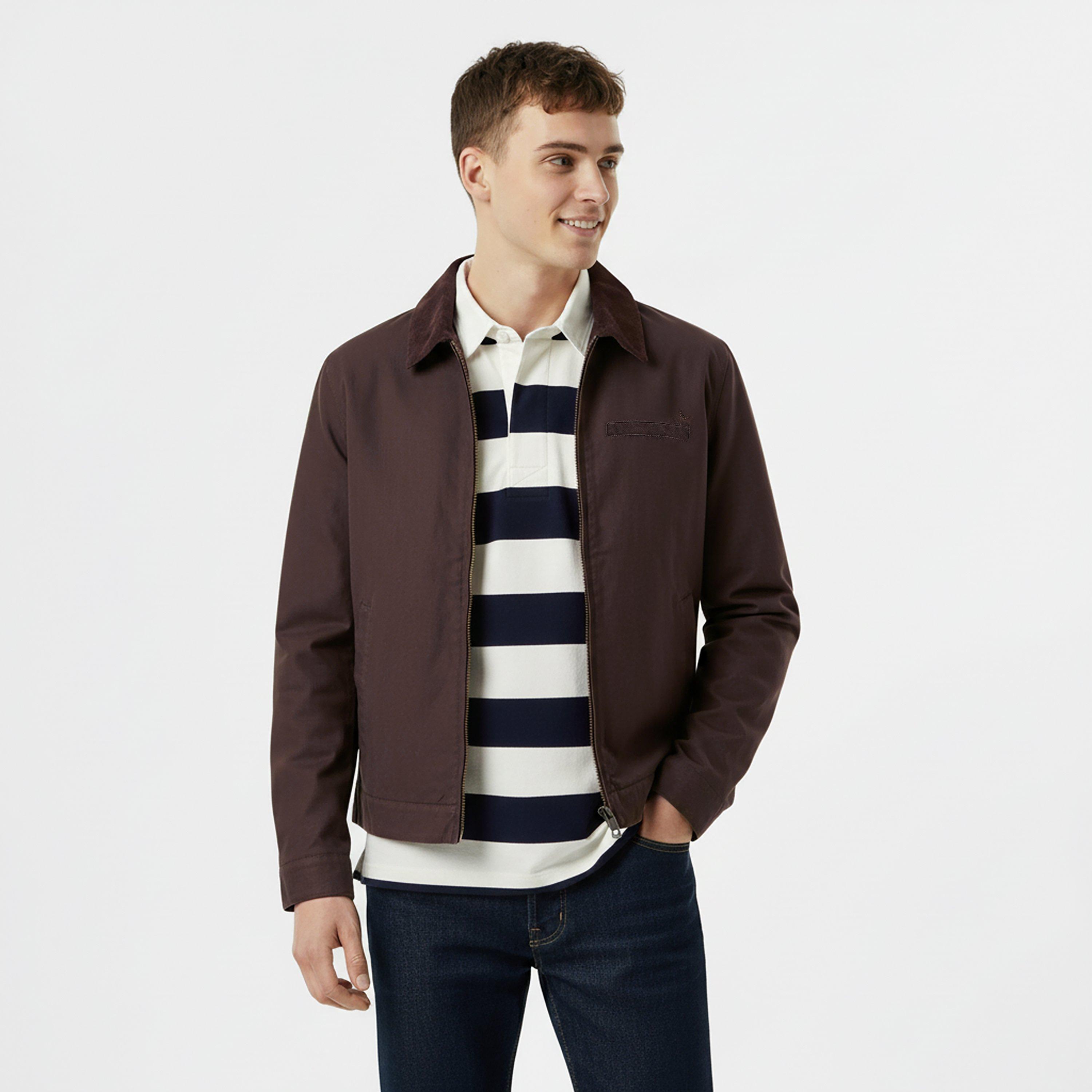 Black Coffee - Jack Wills - Men's Stone Canvas Wind Resistant Cotton Long Sleeve Varsity Jacket - 3