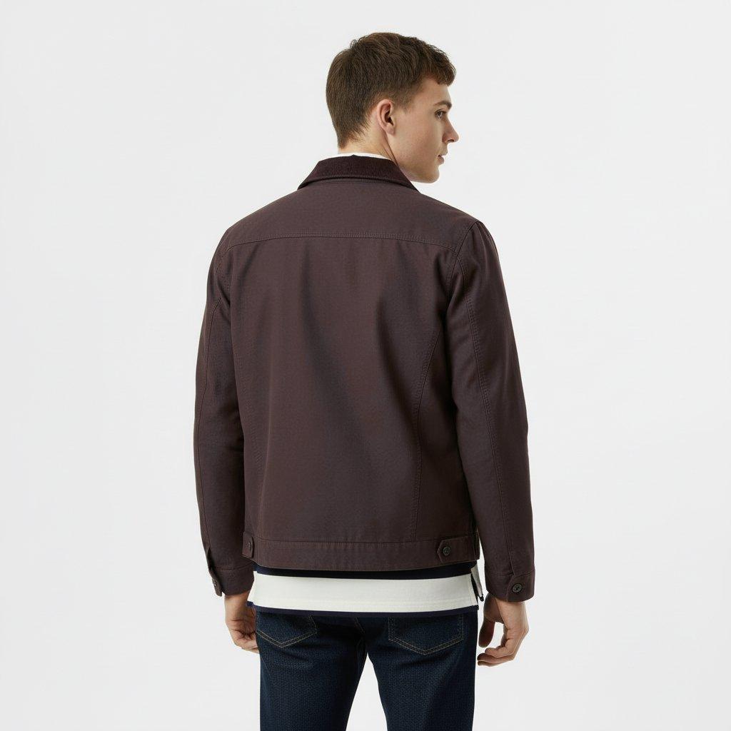 Black Coffee - Jack Wills - Men's Stone Canvas Wind Resistant Cotton Long Sleeve Varsity Jacket - 4