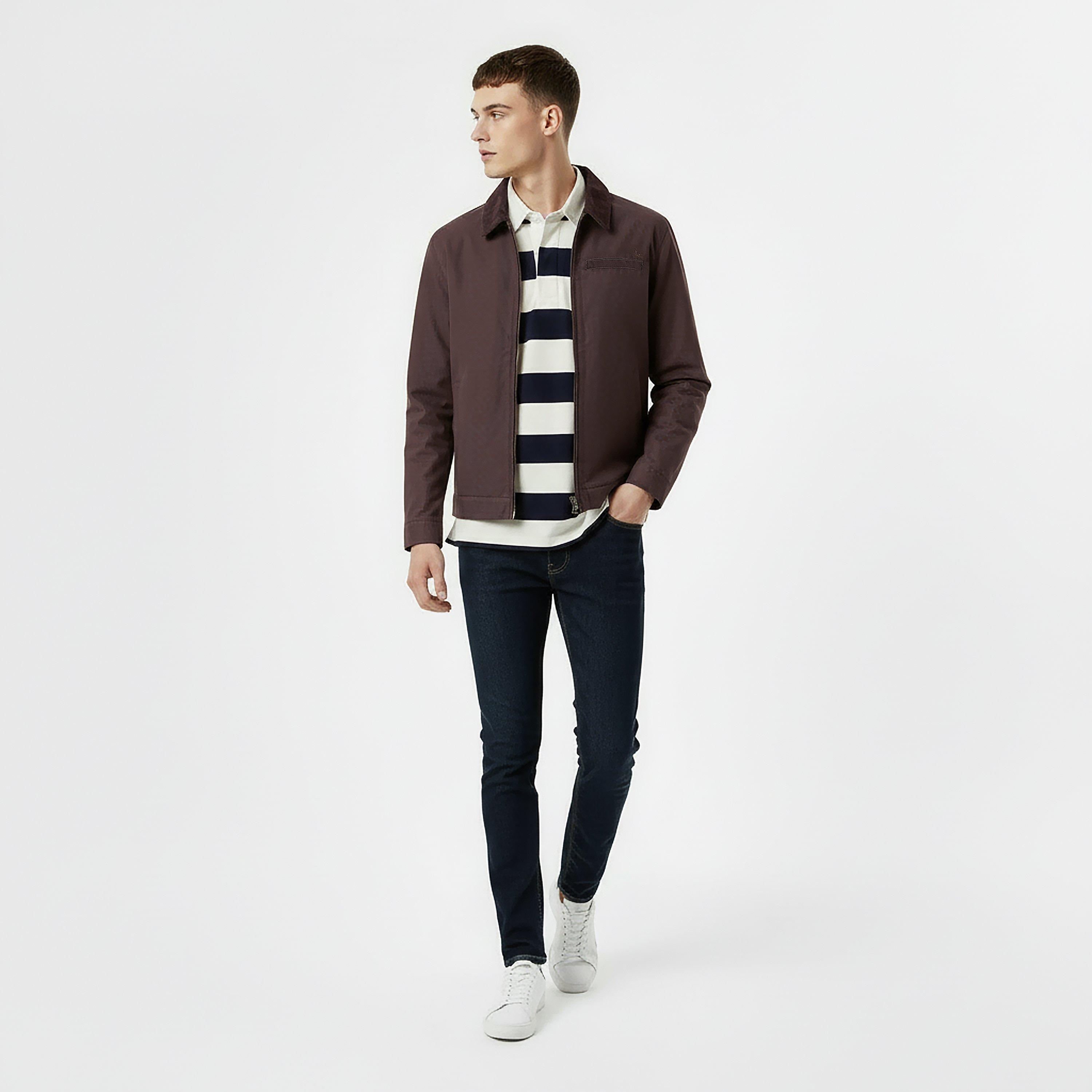 Black Coffee - Jack Wills - Men's Stone Canvas Wind Resistant Cotton Long Sleeve Varsity Jacket - 5
