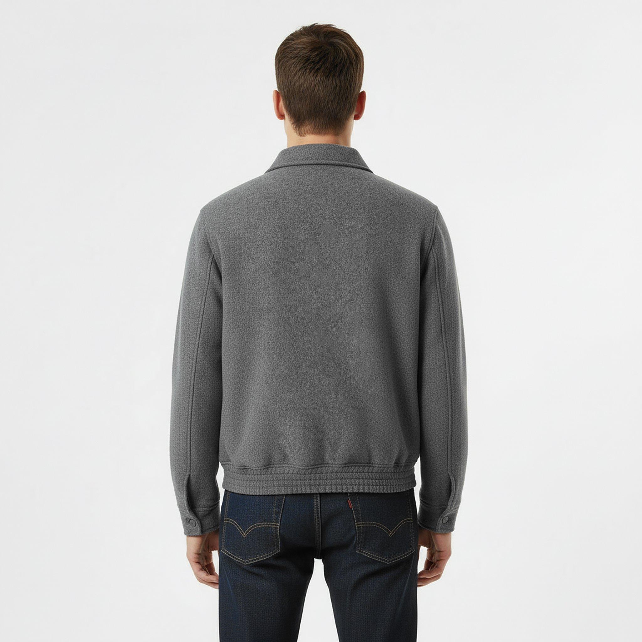 Grey Marl - Jack Wills - Men's York Wool Long Sleeve Bomber Jacket - 4