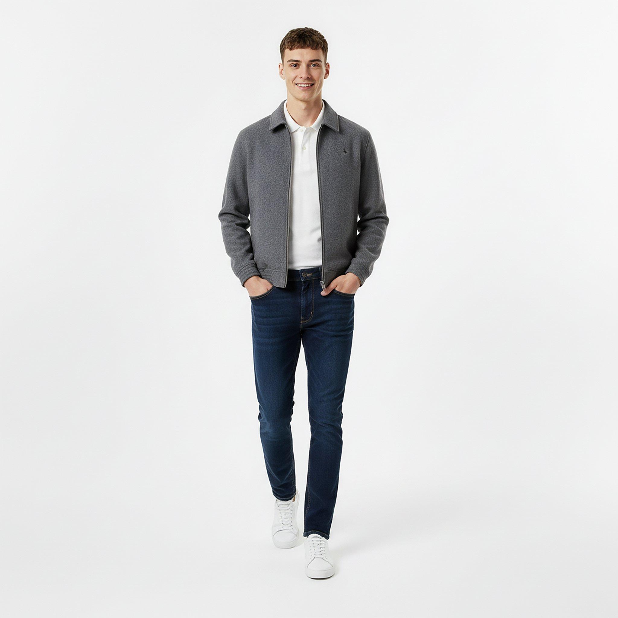 Grey Marl - Jack Wills - Men's York Wool Long Sleeve Bomber Jacket - 5