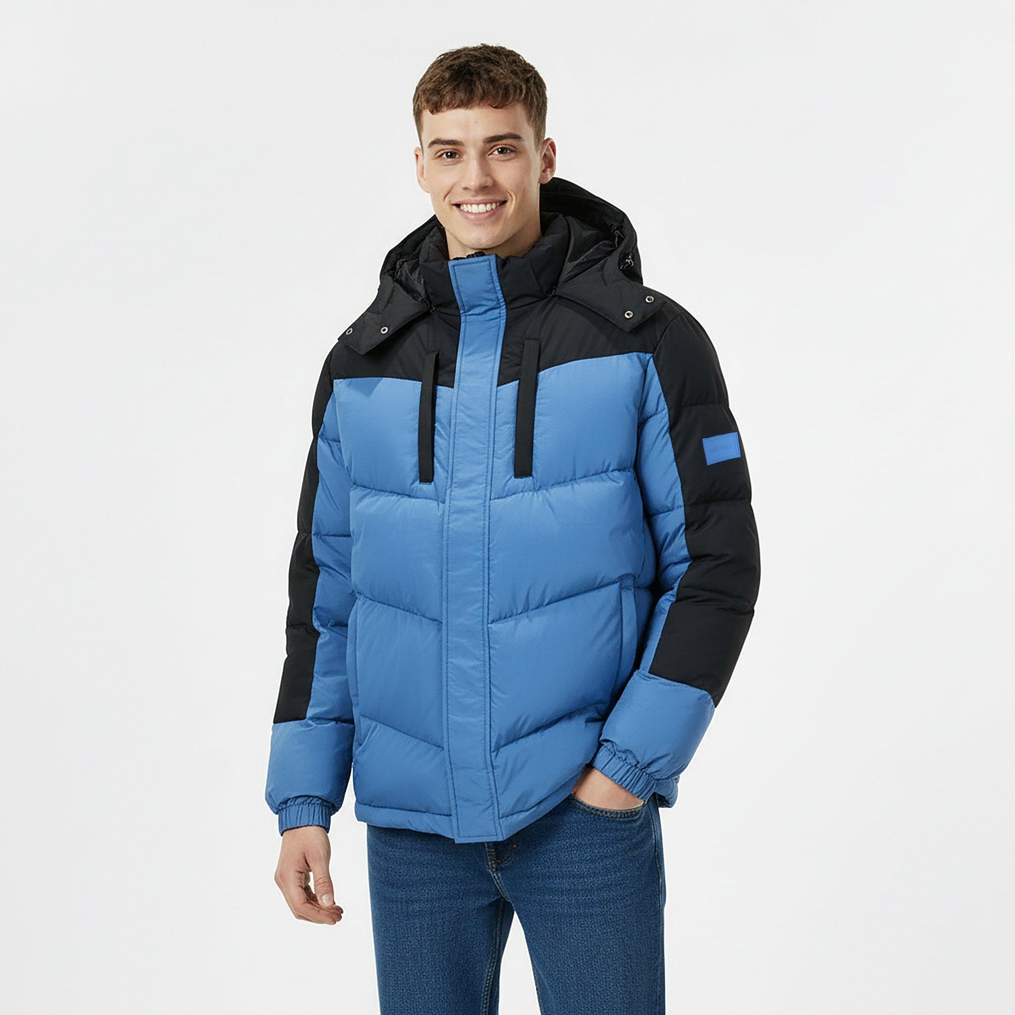 Blue/Black - Jack Wills - Men's Coast Water and Wind Resistant Hooded Short Puffer Jacket - 3