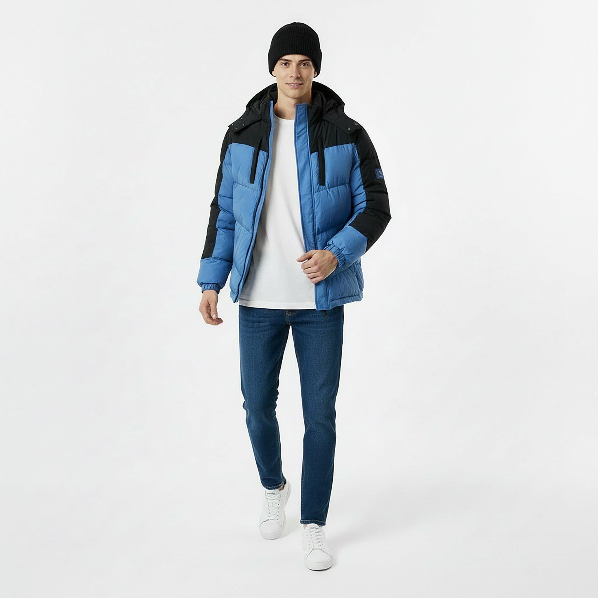 Blue/Black - Jack Wills - Men's Coast Water and Wind Resistant Hooded Short Puffer Jacket - 5