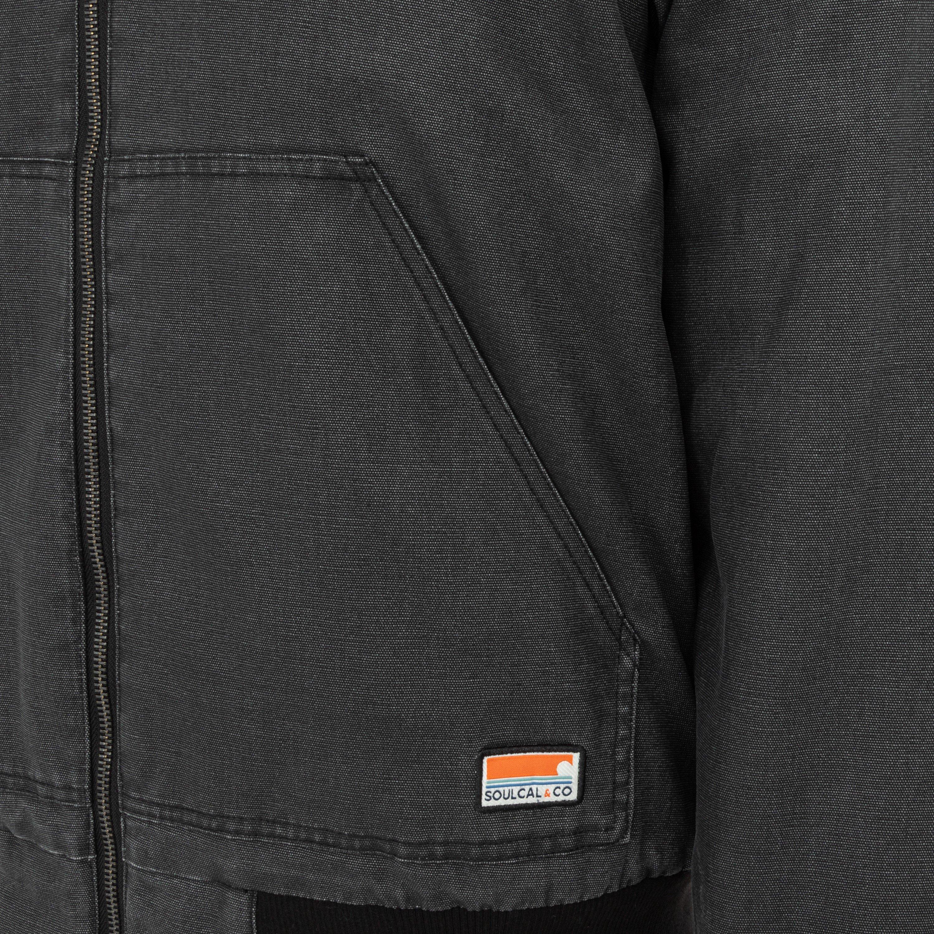 Charcoal - SoulCal - Canvas Long Sleeve Full Zip Bomber Jacket - 4