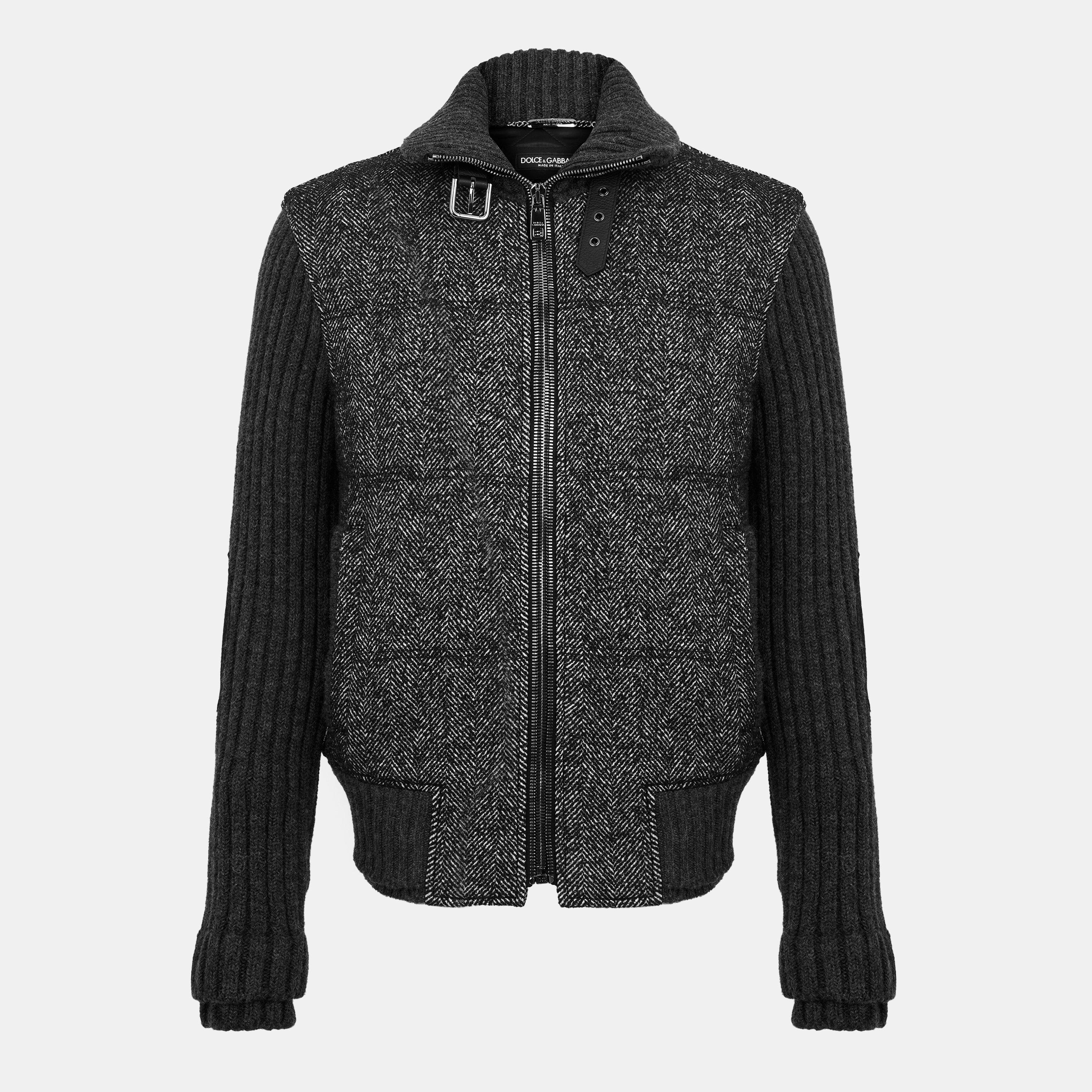 Dolce and Gabbana Men's & Silver-Tone Hardware Structured Quilted Jacket - Grigio Fumo - M
