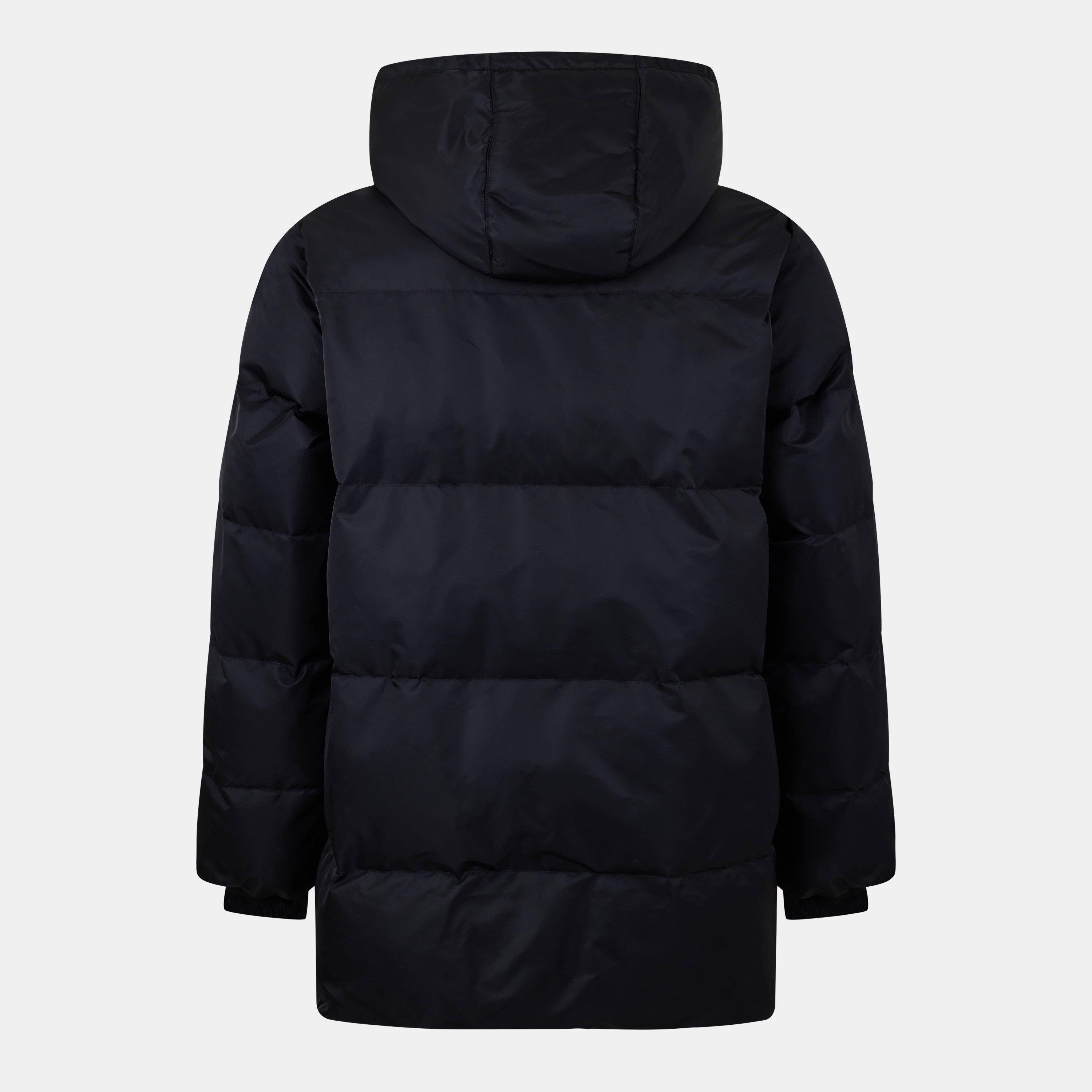 Black - Daily Paper - Men's  Logo Hooded Thigh Length Slim Fit Medium Puffer Jacket - 2