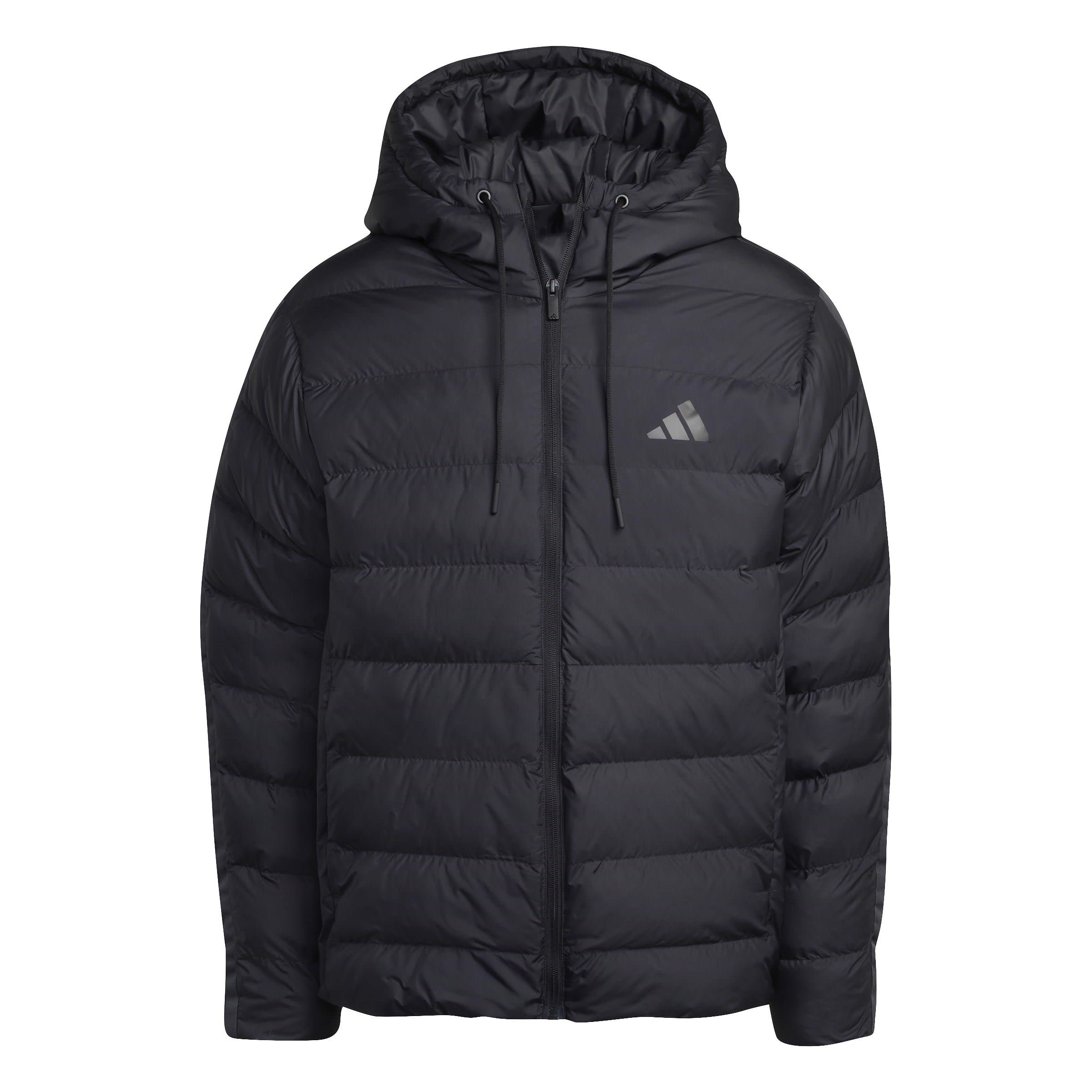 Adidas Men's Essentials Climawarm 3-Stripes Synthetic Down Jackets - Triple Black - 2XL
