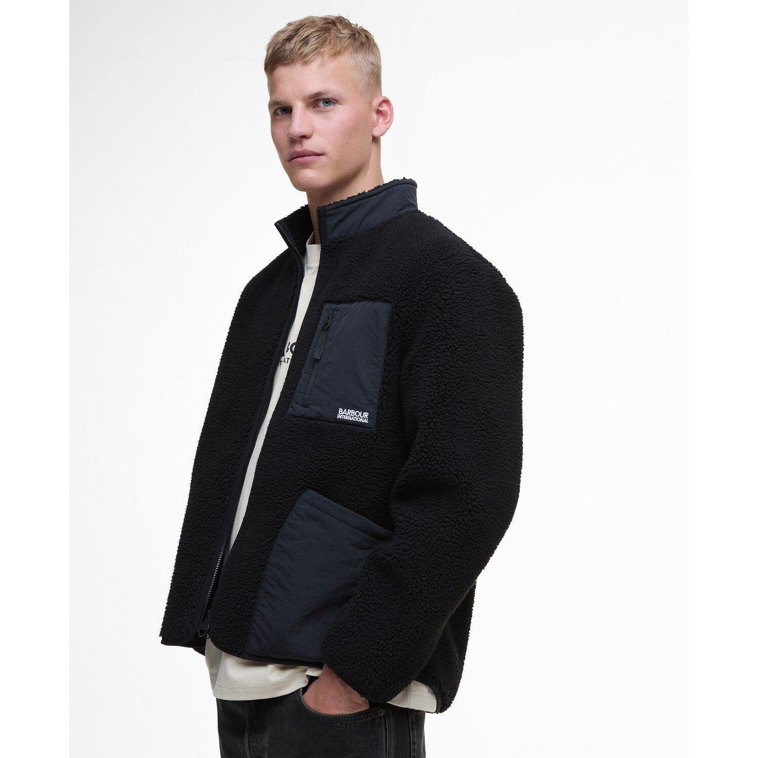 Black BK31 - Barbour International - Men's Adams Oversized Funnel Neck Long Sleeve Teddy Coat - 7