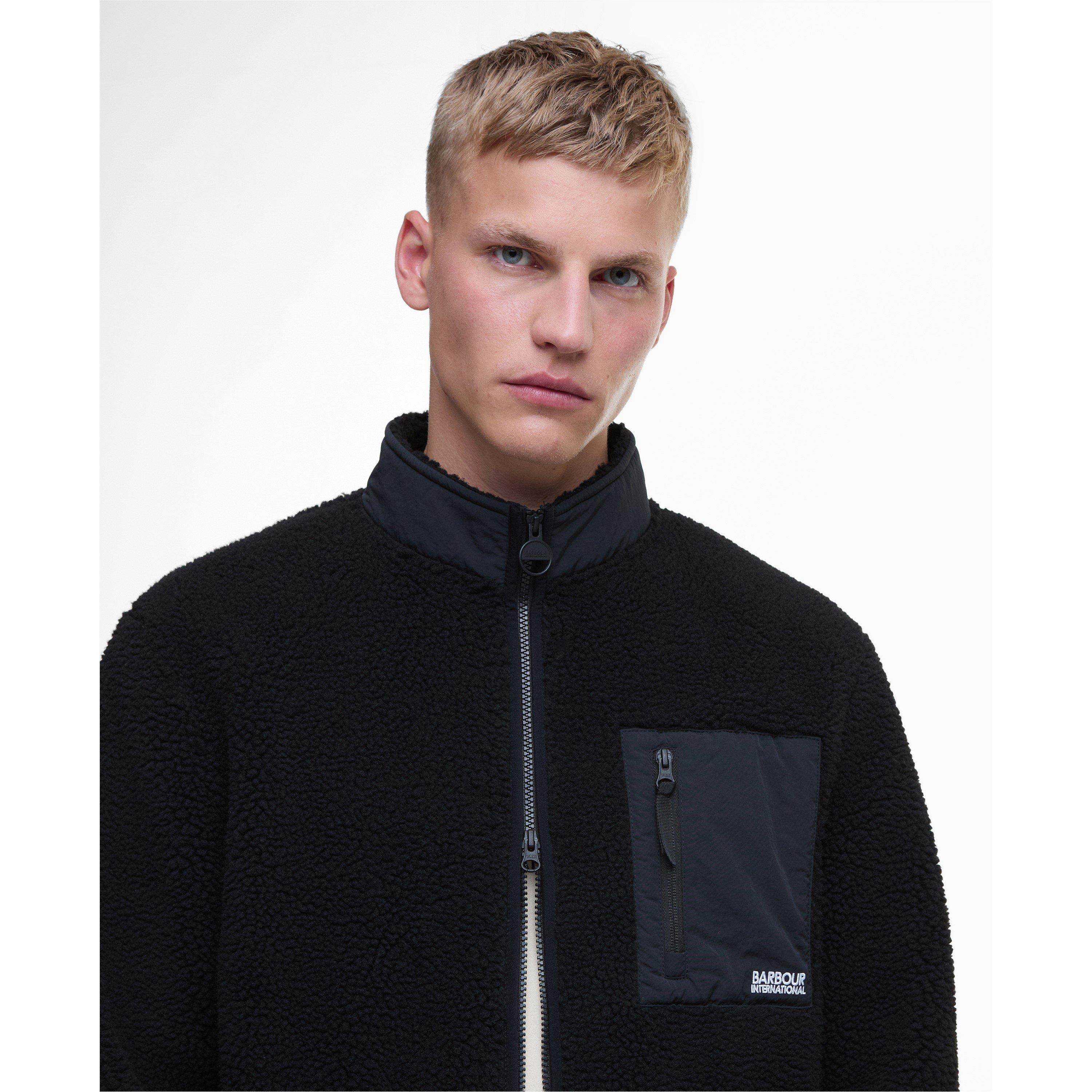 Black BK31 - Barbour International - Men's Adams Oversized Funnel Neck Long Sleeve Teddy Coat - 3