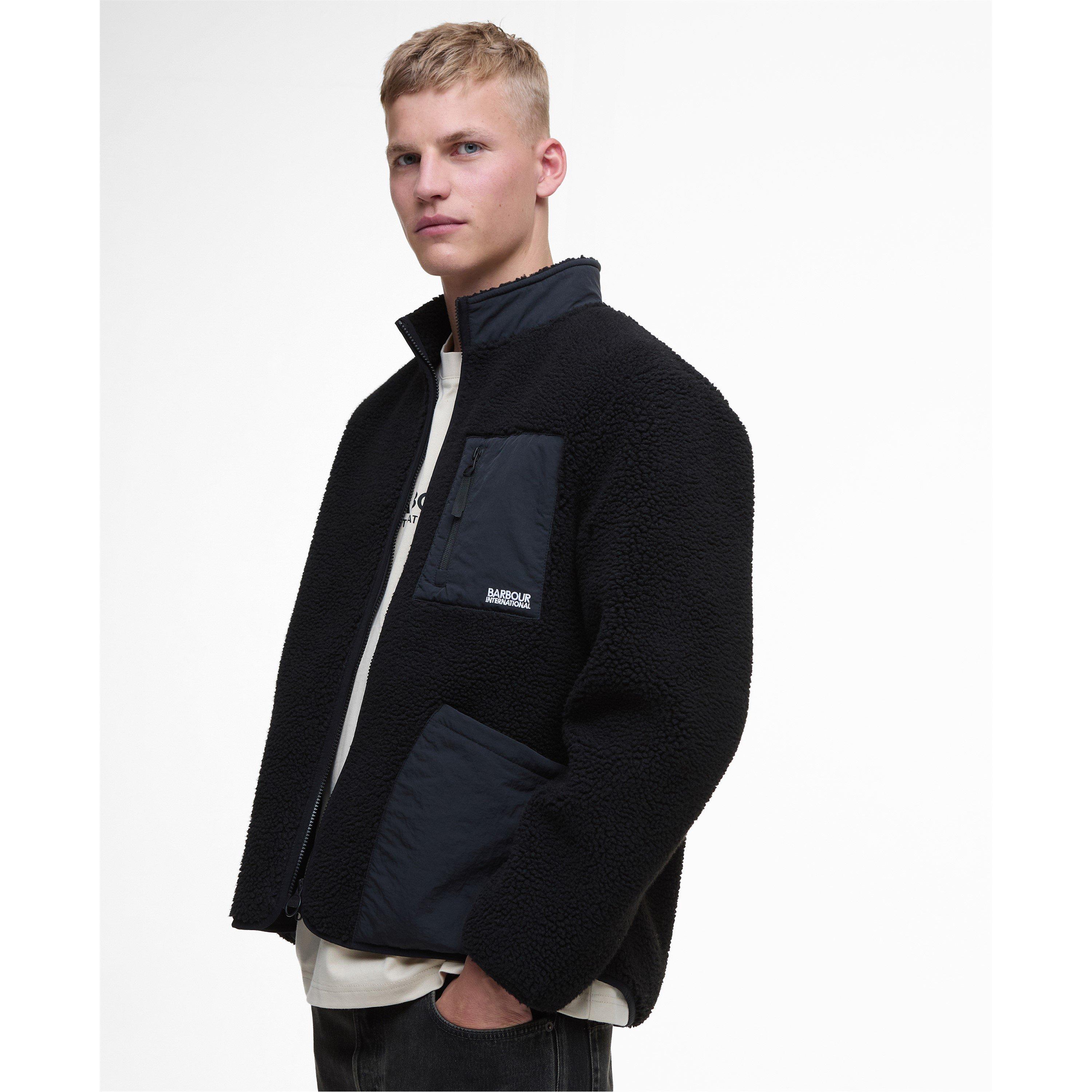 Black BK31 - Barbour International - Men's Adams Oversized Funnel Neck Long Sleeve Teddy Coat - 5