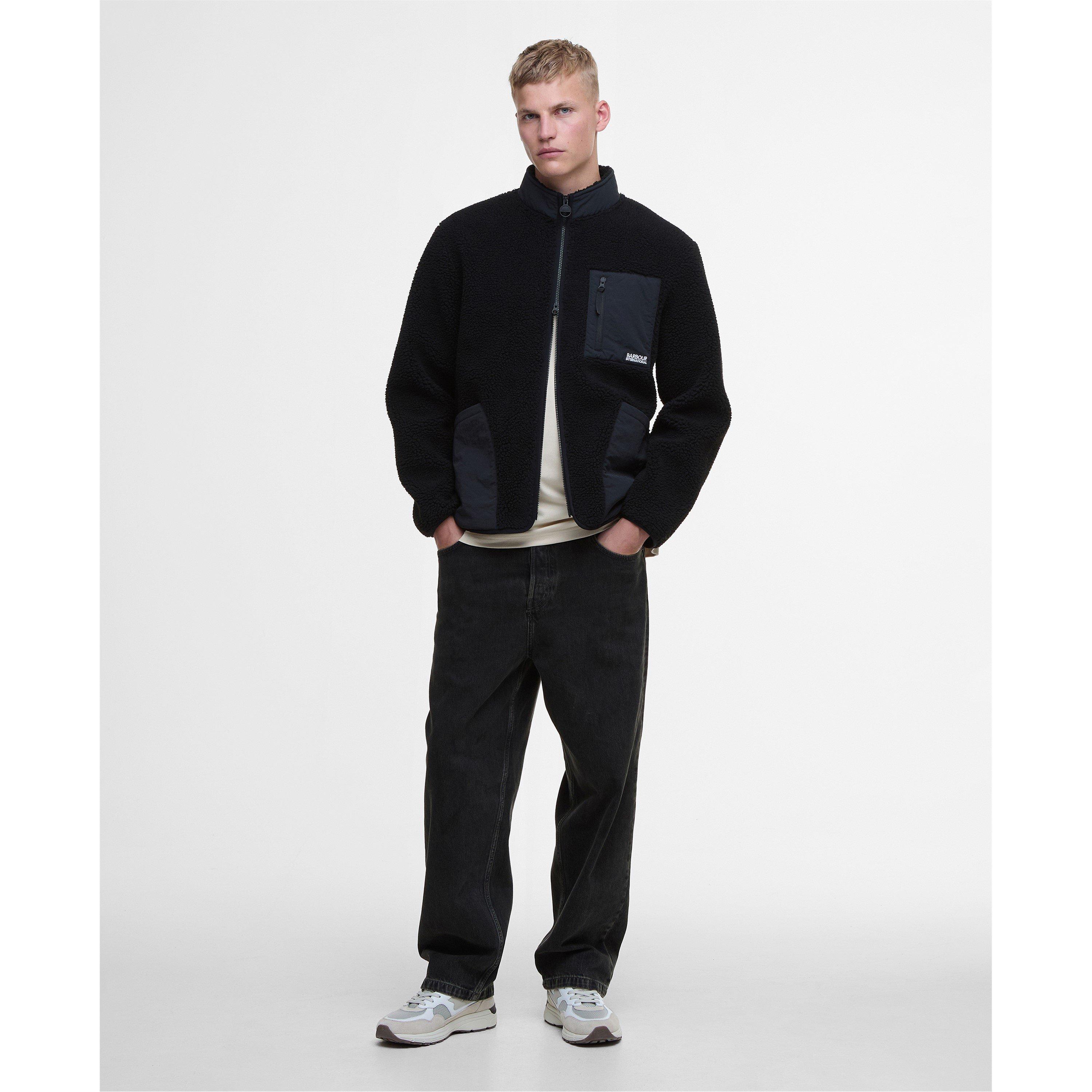 Black BK31 - Barbour International - Men's Adams Oversized Funnel Neck Long Sleeve Teddy Coat - 7