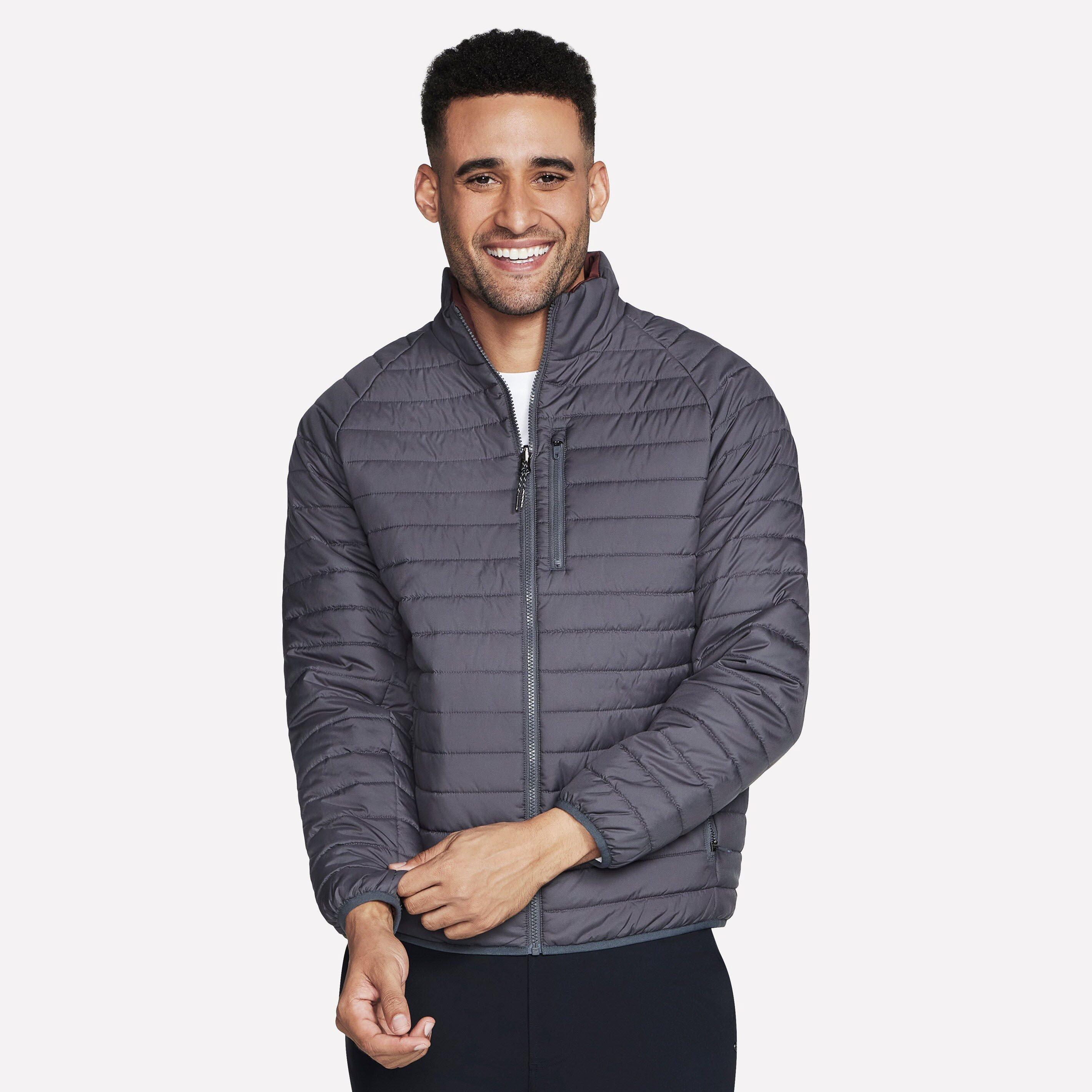 Black/Charcoal - Skechers - Men's Goshield Altitude Reversible Water-Resistant Softshell Jacket - 1
