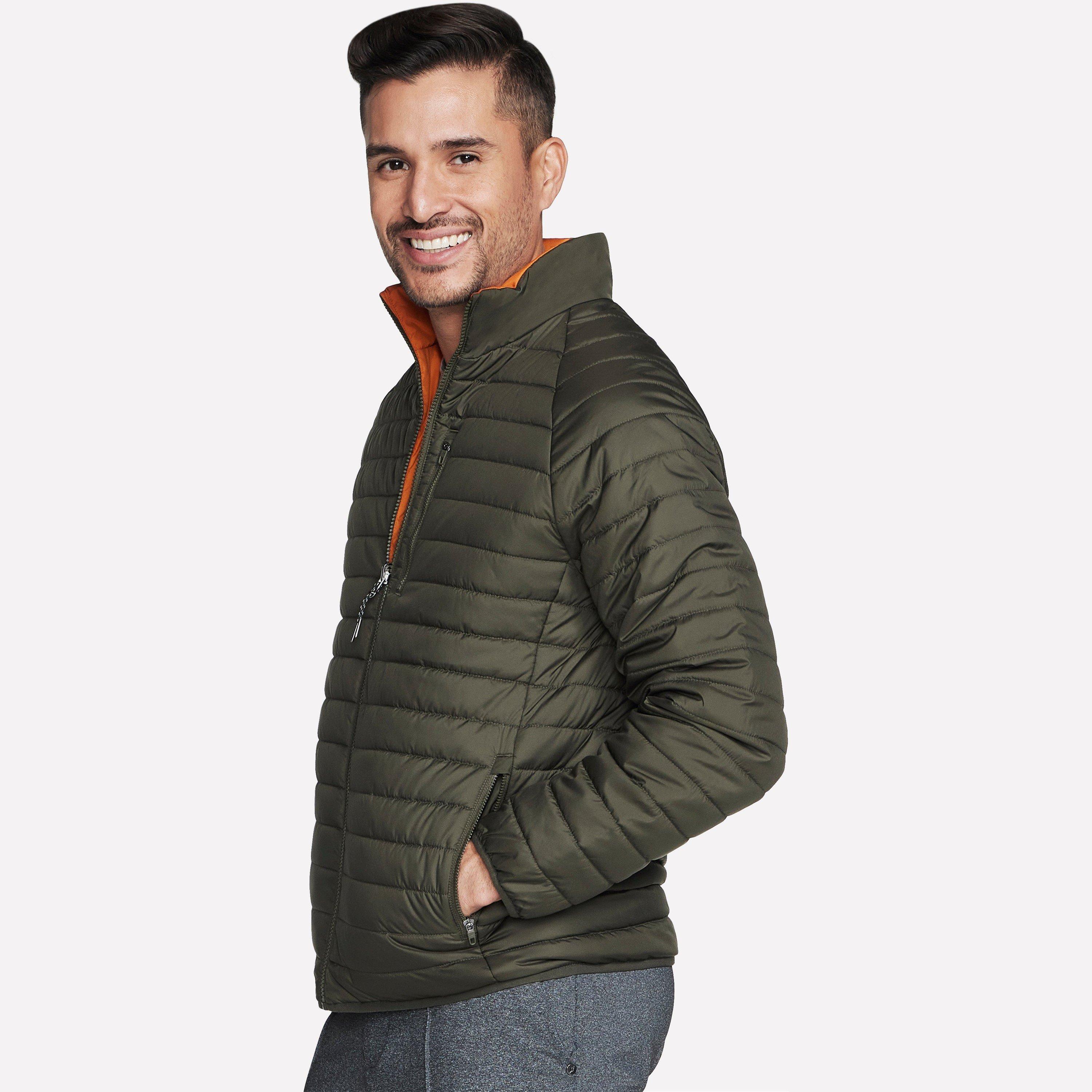 Brown/Olive - Skechers - Men's Goshield Altitude Reversible Water-Resistant Softshell Jacket - 3