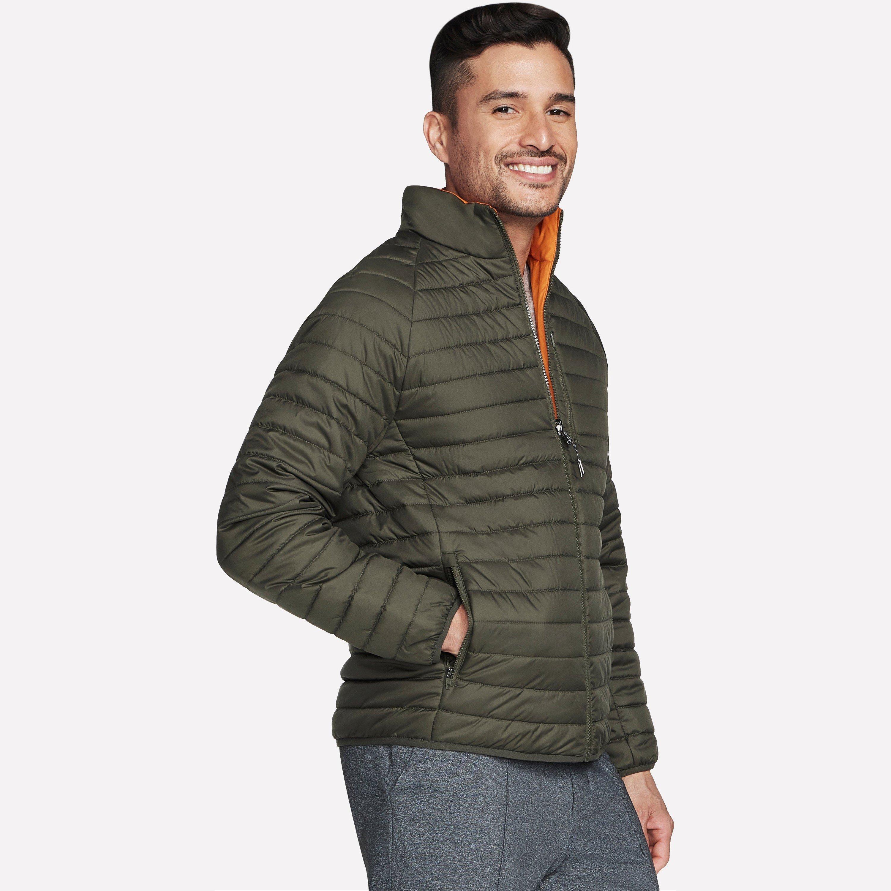 Brown/Olive - Skechers - Men's Goshield Altitude Reversible Water-Resistant Softshell Jacket - 4