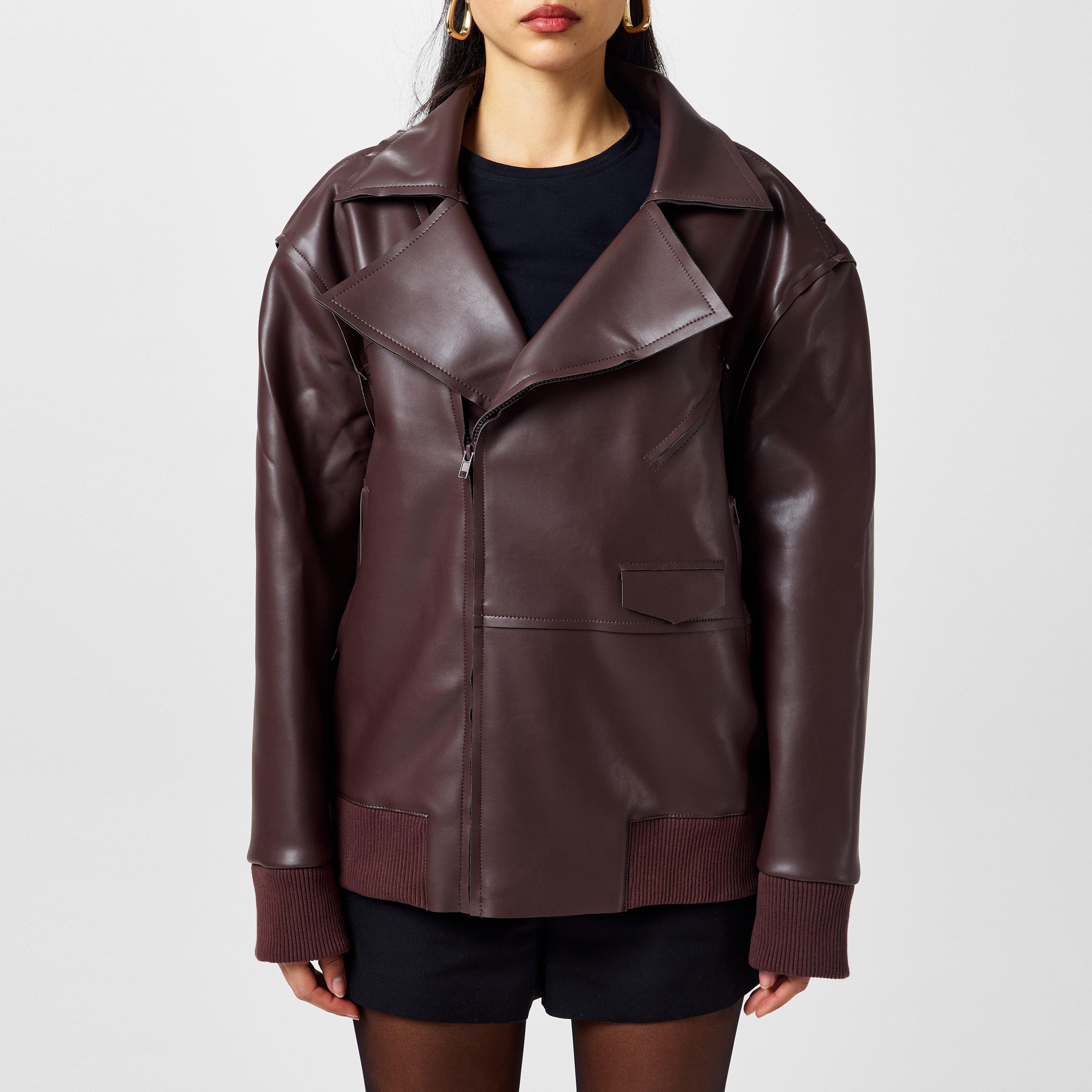 Women's Oversized Moto Leather Jacket