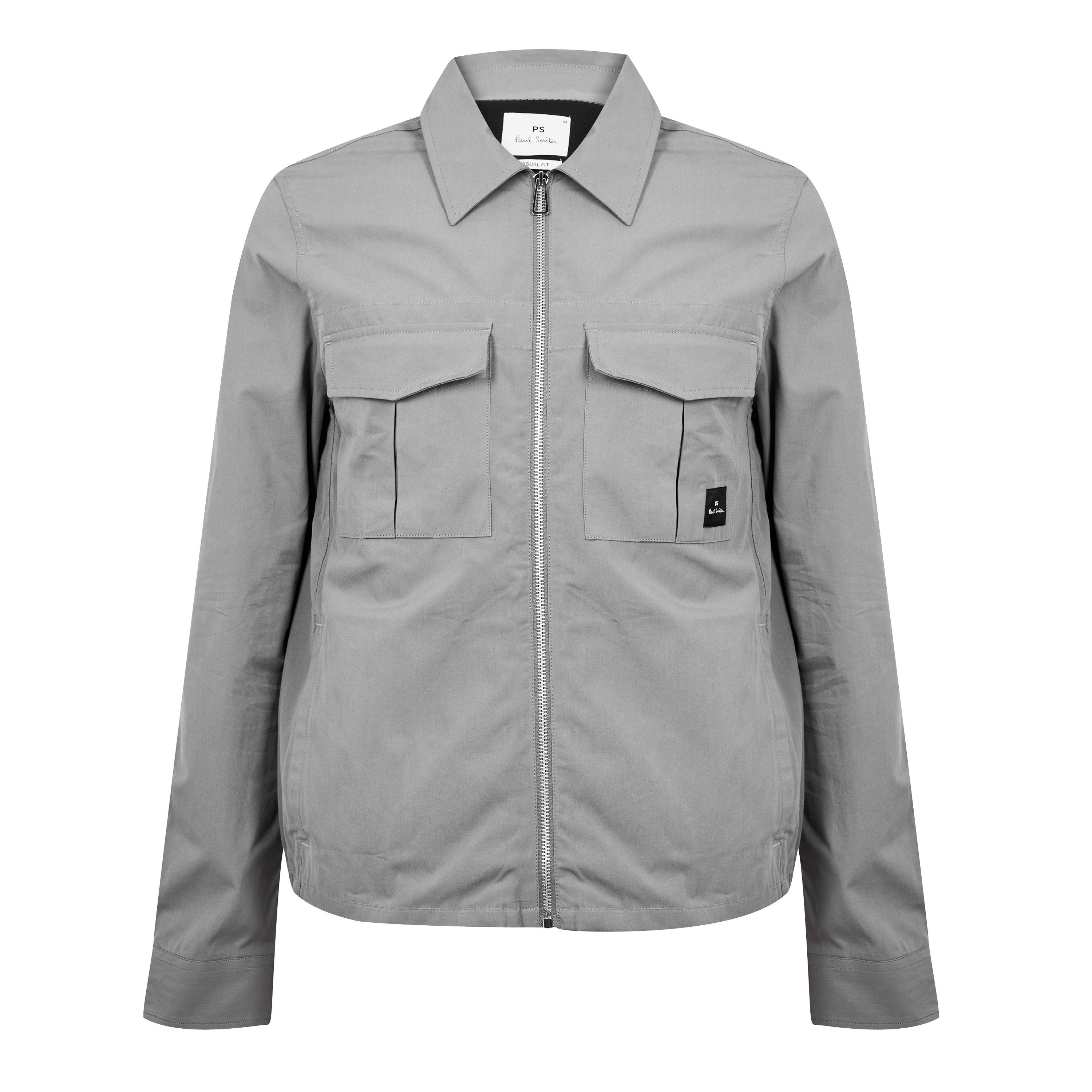 Flat Grey 70 - PS Paul Smith - Men's Cotton Zip Long Sleeve Overshirt - 13