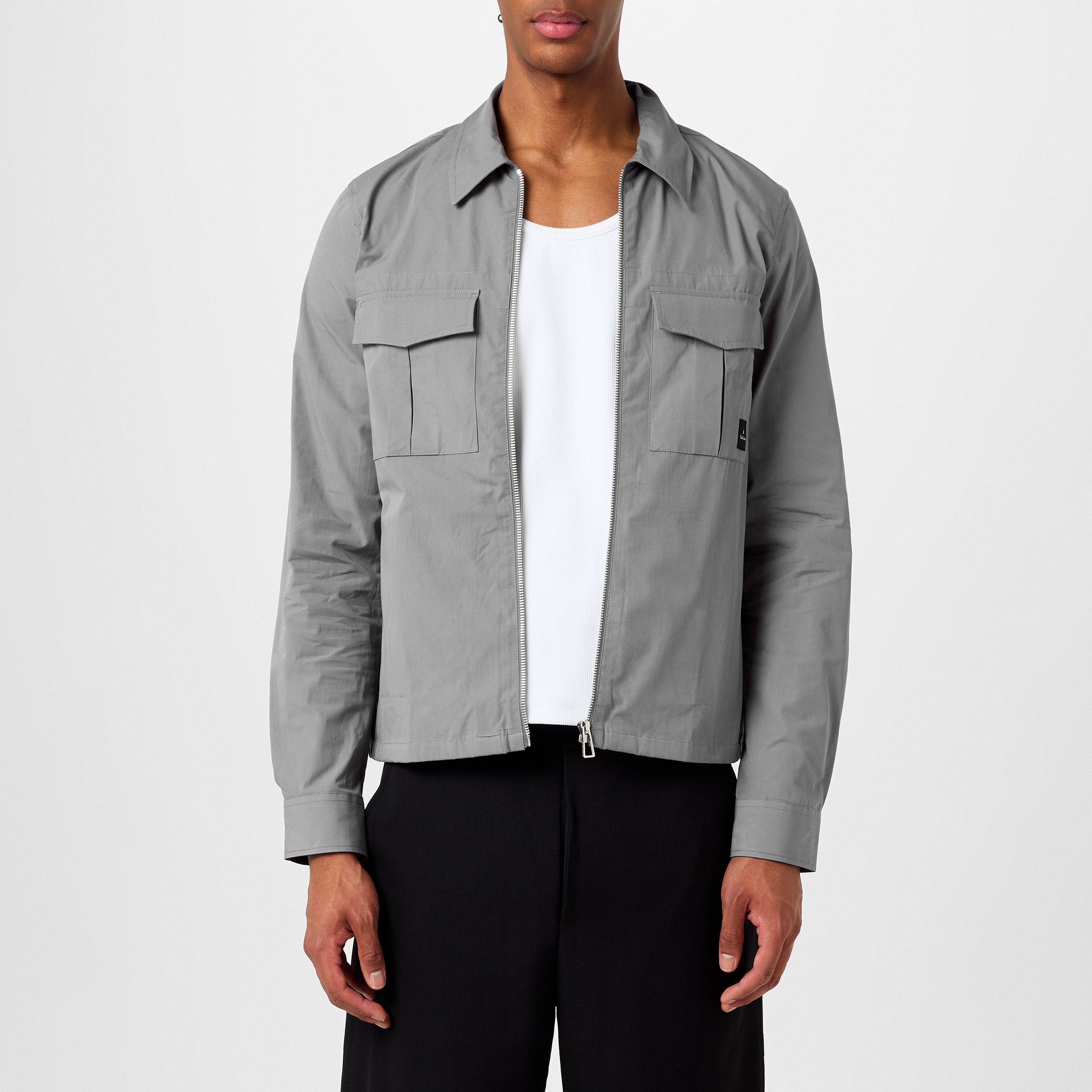 Flat Grey 70 - PS Paul Smith - Men's Cotton Zip Long Sleeve Overshirt - 3