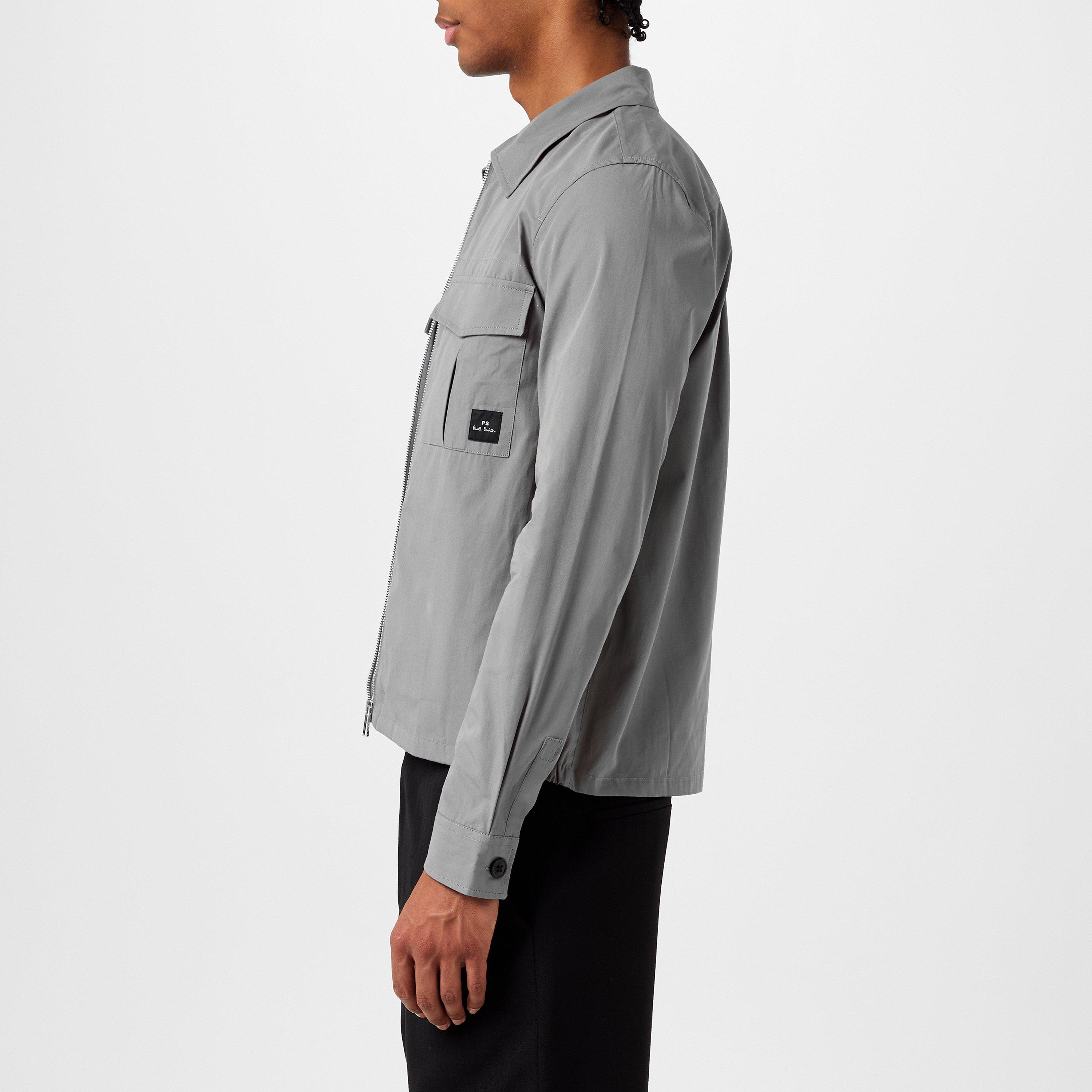 Flat Grey 70 - PS Paul Smith - Men's Cotton Zip Long Sleeve Overshirt - 5