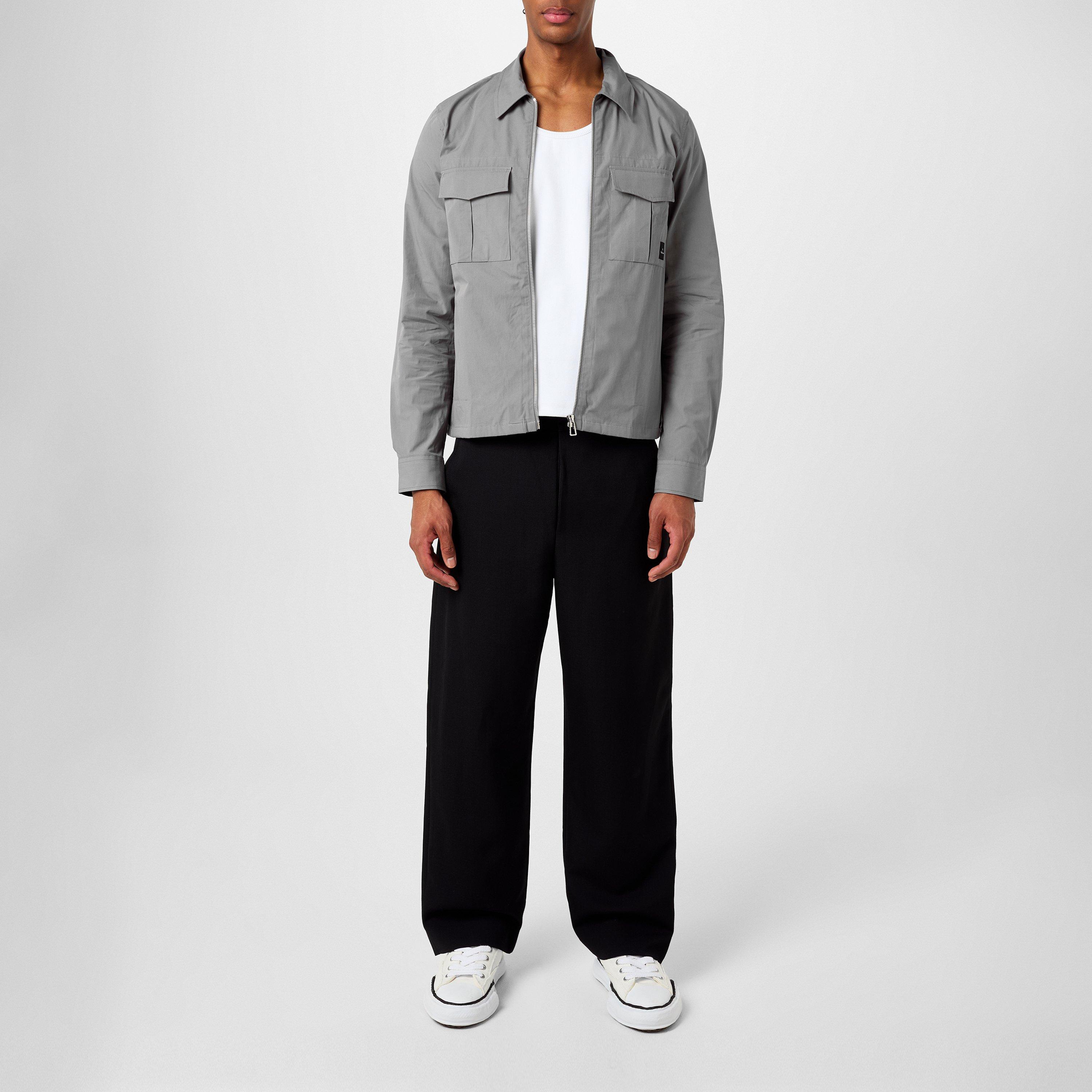 Flat Grey 70 - PS Paul Smith - Men's Cotton Zip Long Sleeve Overshirt - 7