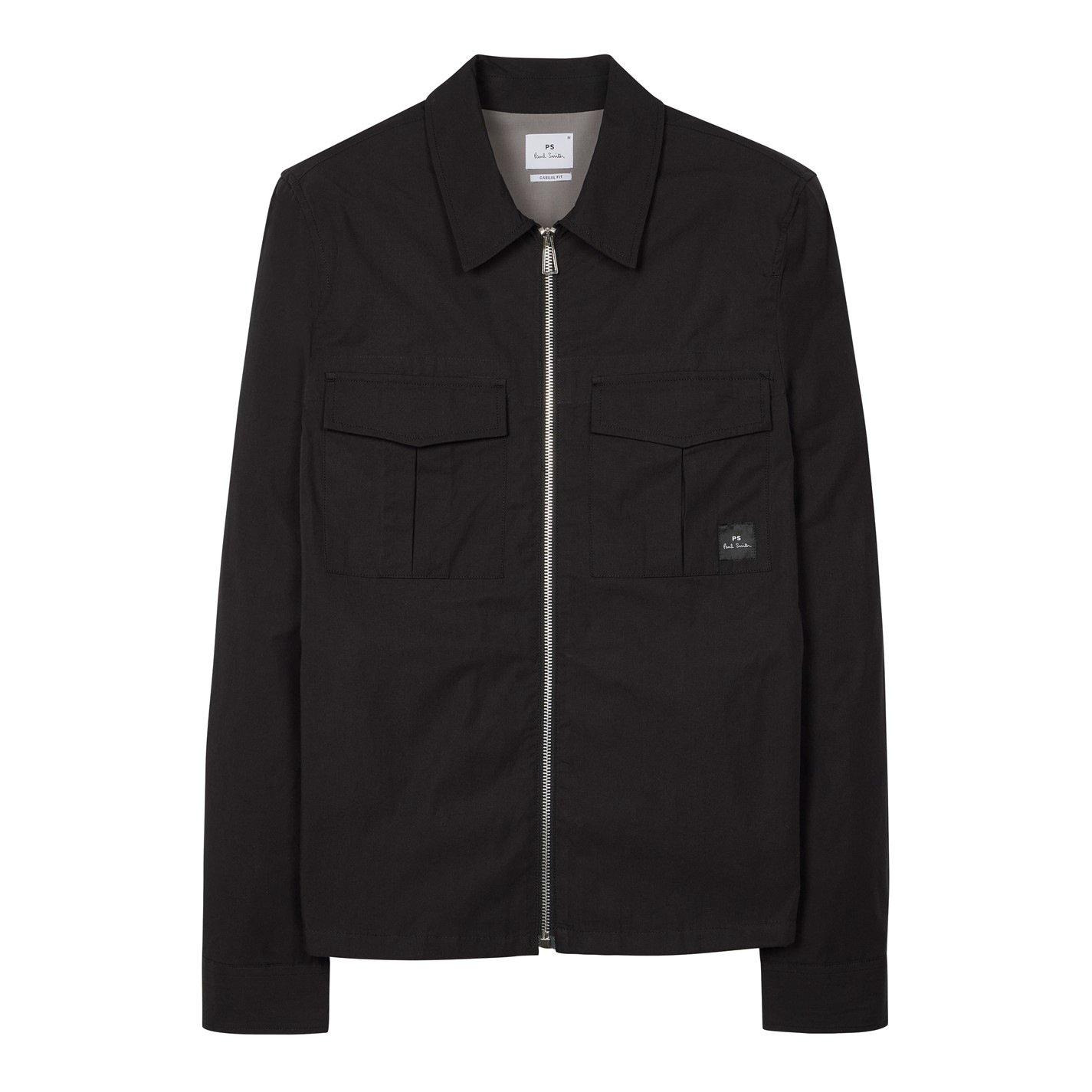 PS Paul Smith Men's Cotton Zip Long Sleeve Overshirt - Black 79 - Size 2XL