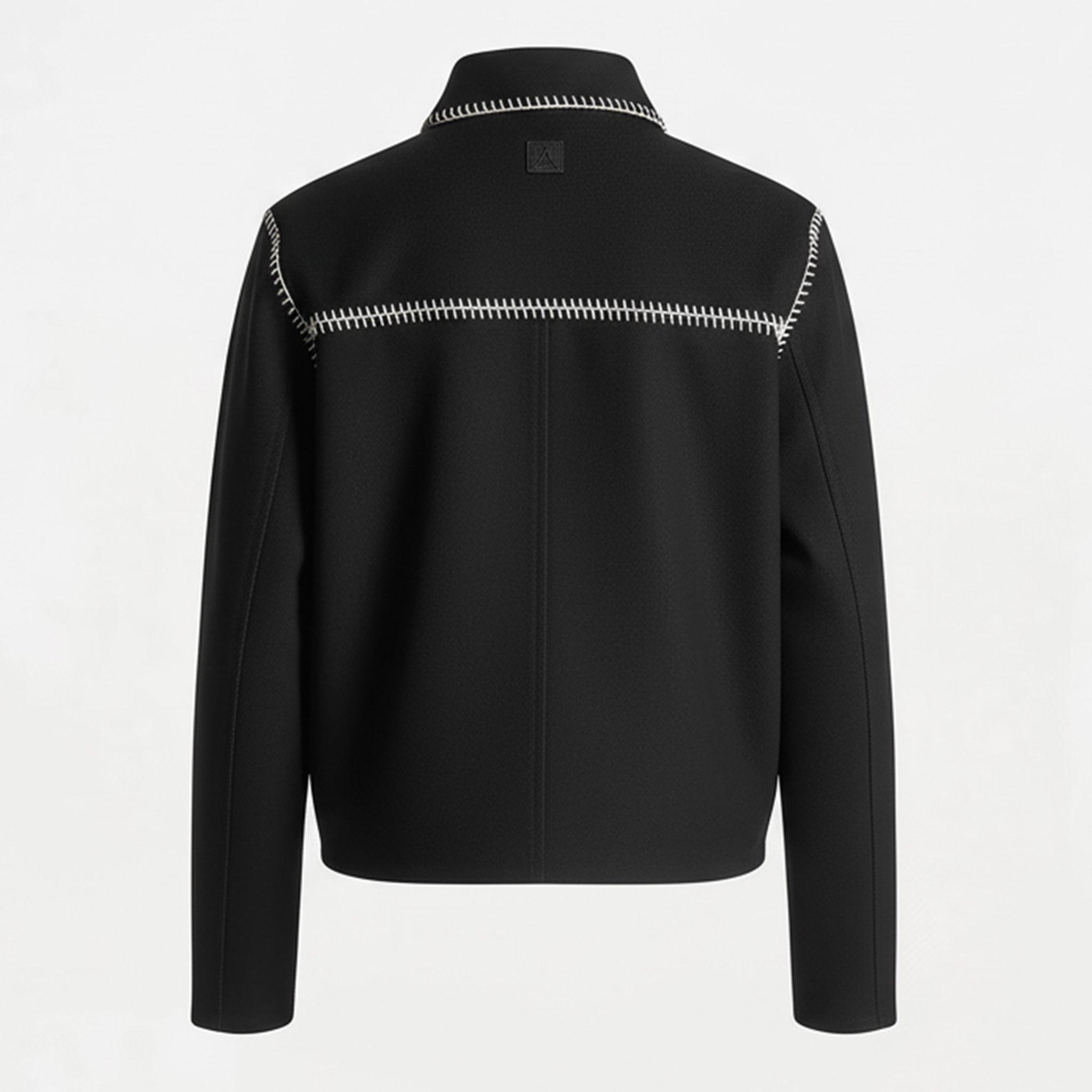 Black - Maniere De Voir - Alex Whipstitch Twill Boxy Jacket - 2