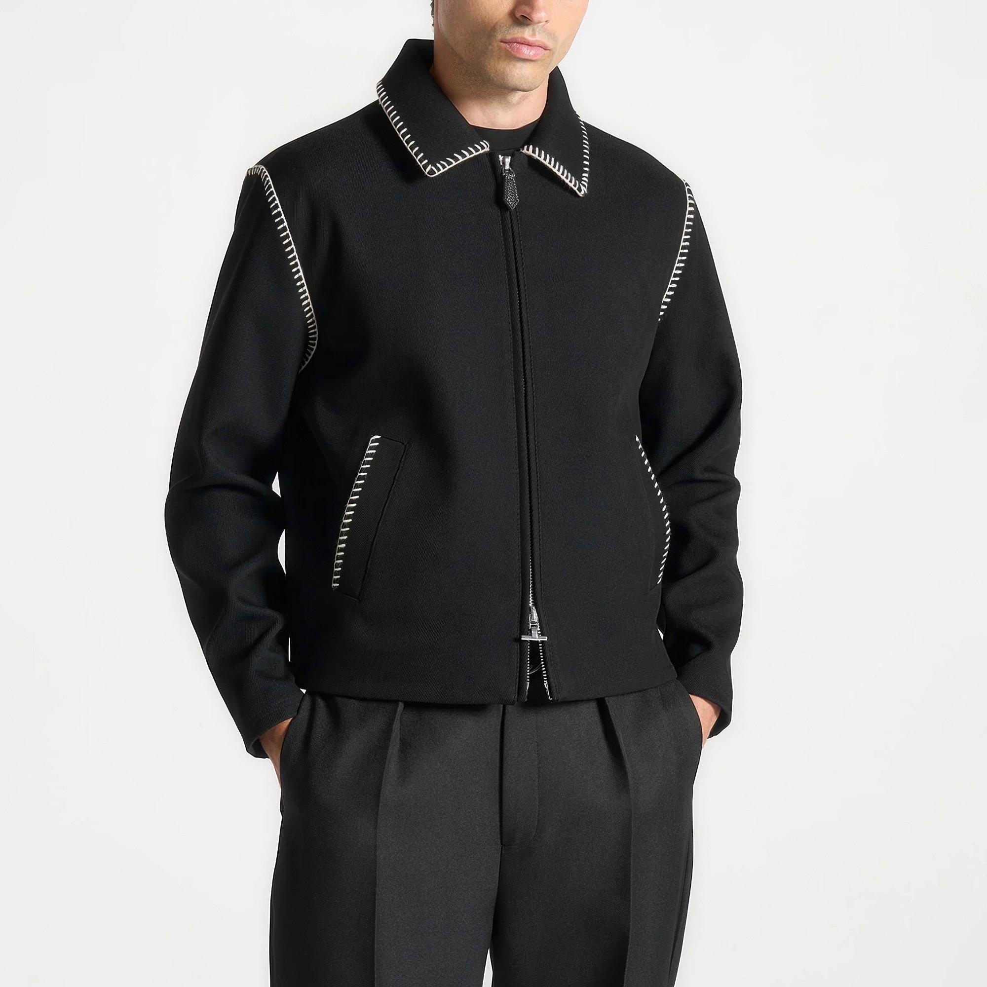 Black - Maniere De Voir - Alex Whipstitch Twill Boxy Jacket - 3