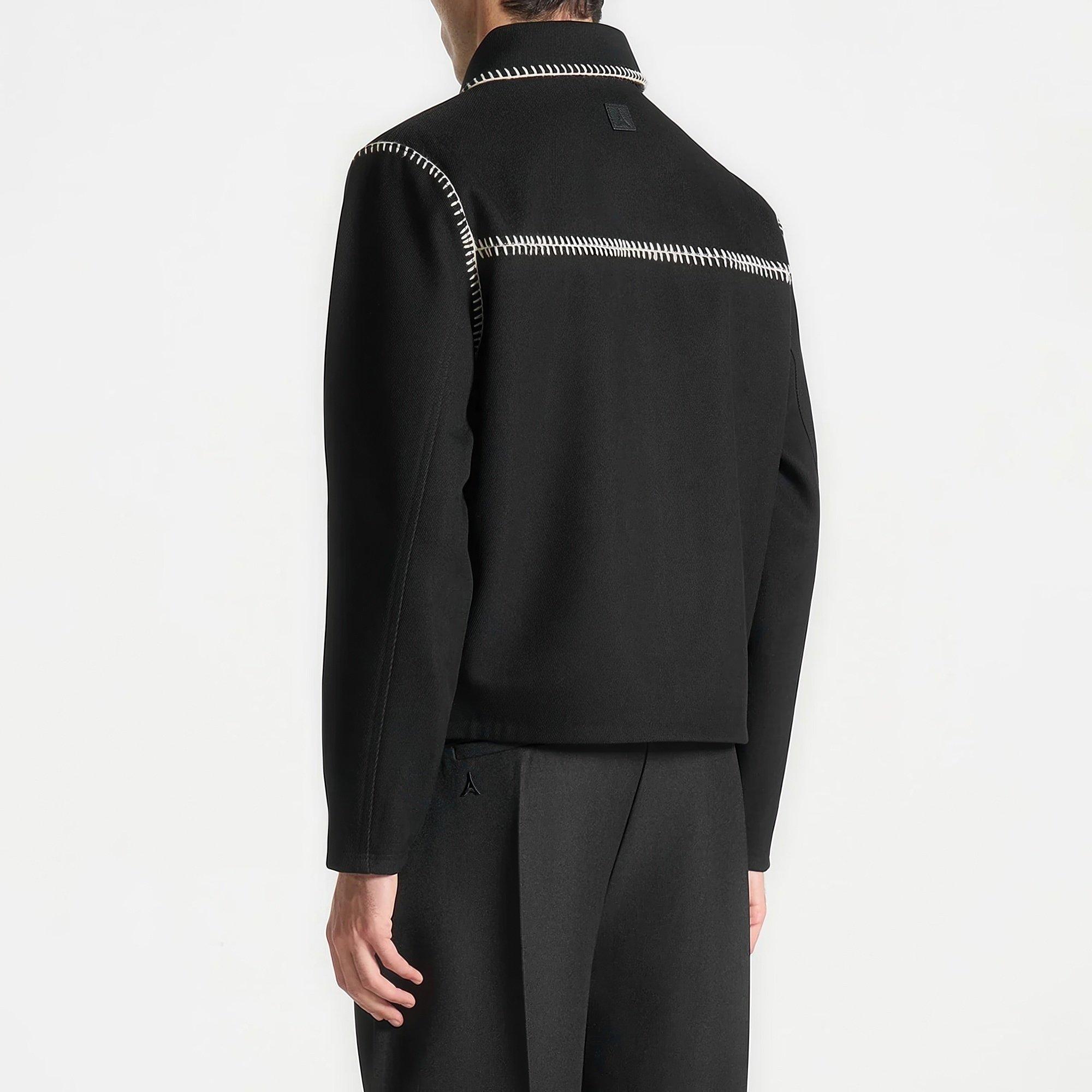 Black - Maniere De Voir - Alex Whipstitch Twill Boxy Jacket - 4