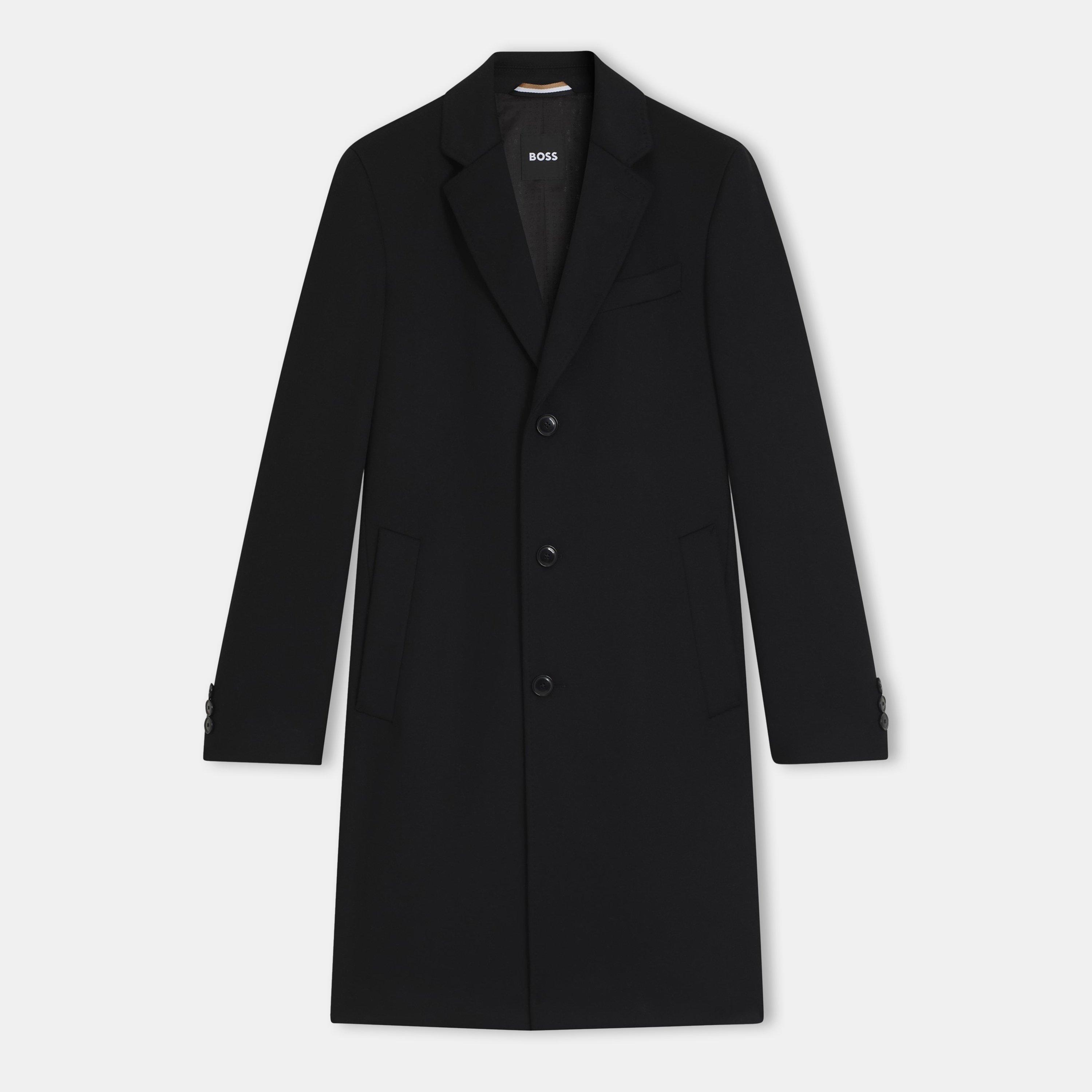 Black 001 - Boss - Men's HBB Hyde Black Long Sleeve Lapel Overcoat