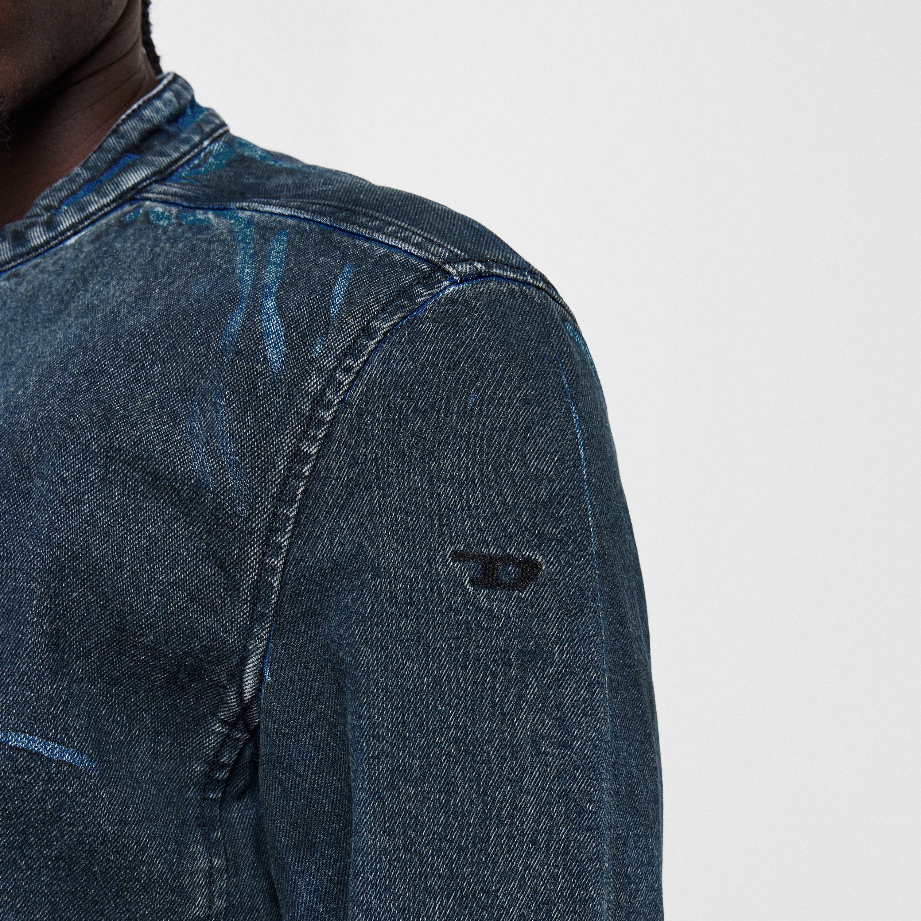 Blue Denim - Diesel - Men's  Aviation-Inspired Ribbed Zip Bomber Jacket - 5