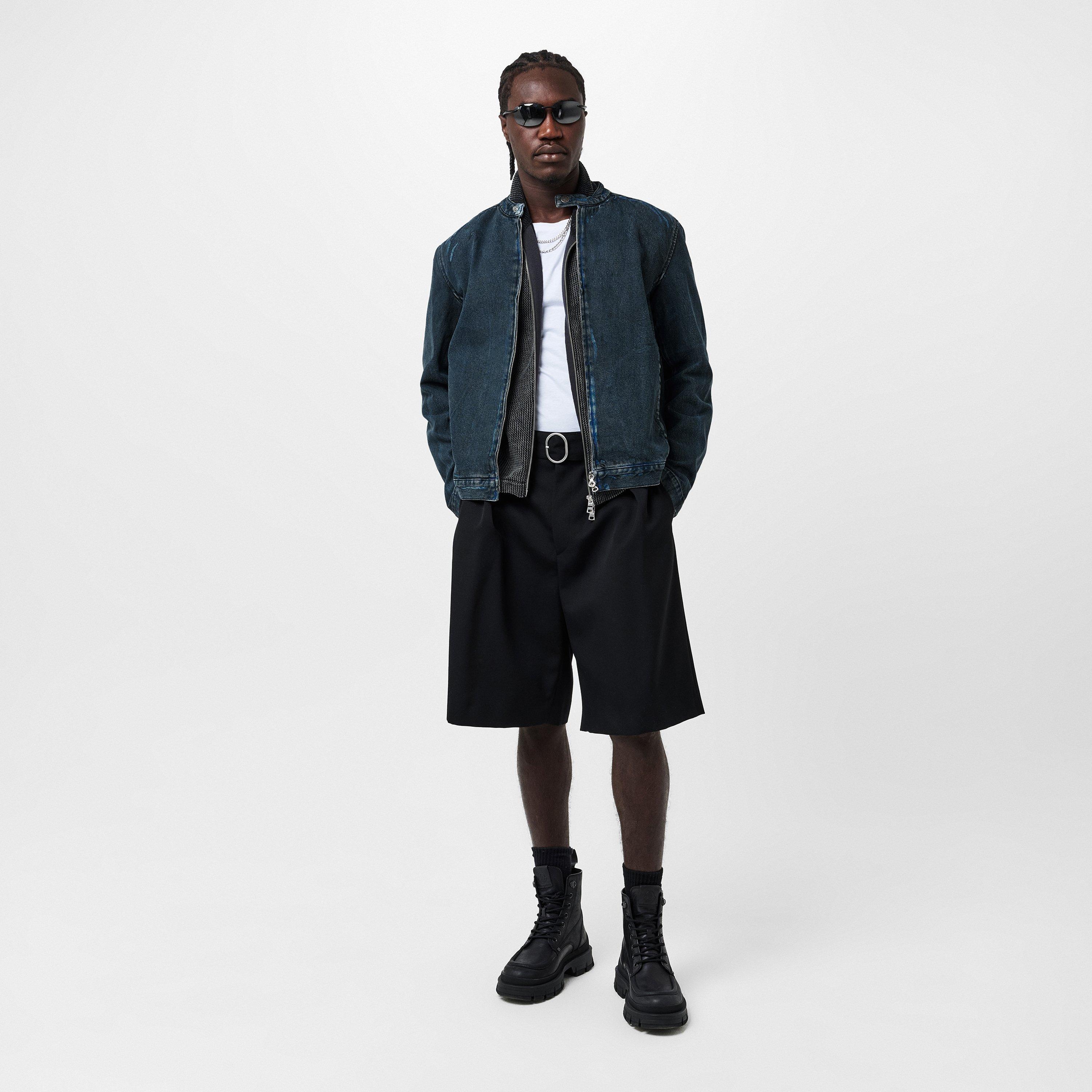 Blue Denim - Diesel - Men's  Aviation-Inspired Ribbed Zip Bomber Jacket - 6