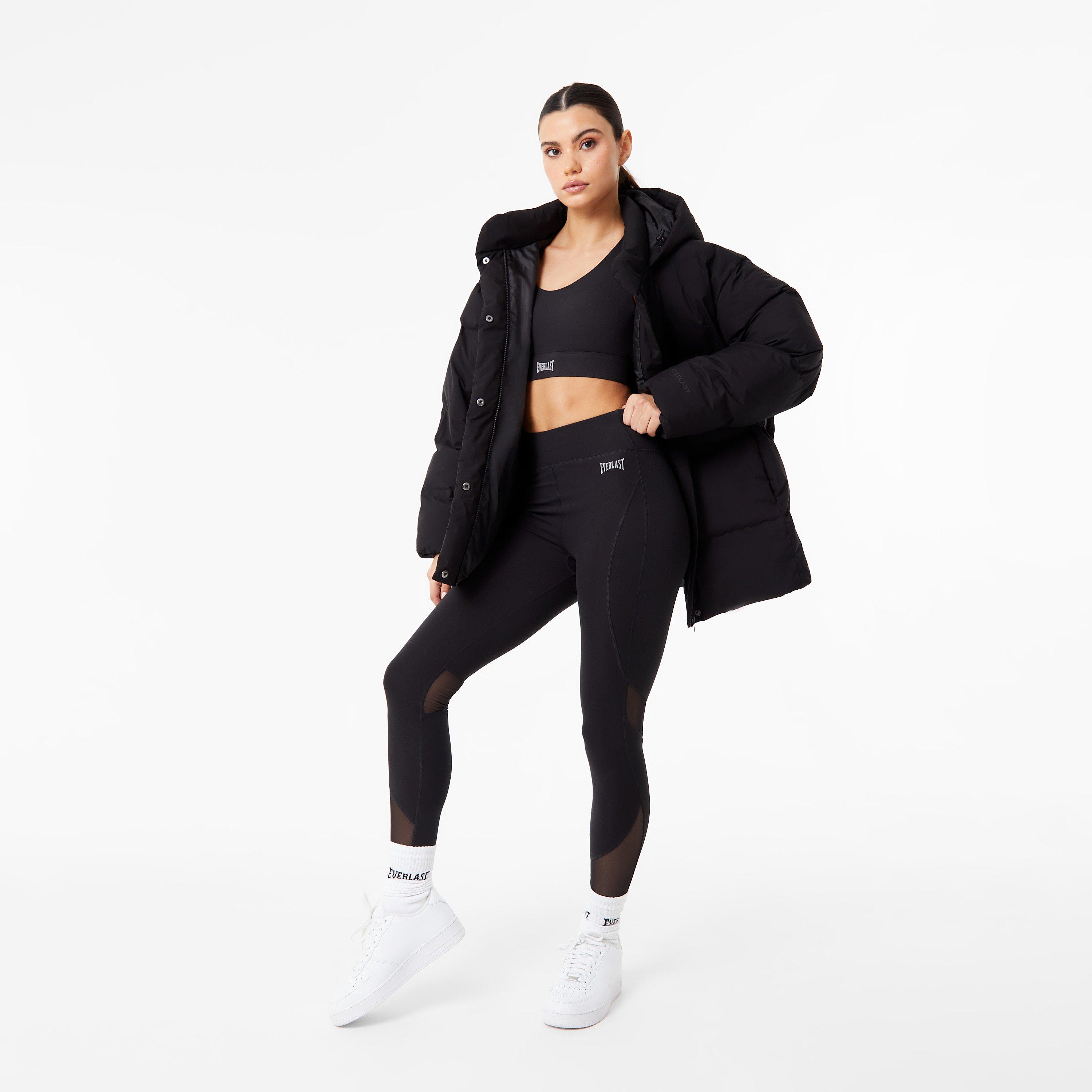 Nero - Everlast - Women's Waterproof Windproof Hooded Long Sleeve Full Zip Short Puffer Jacket - 4