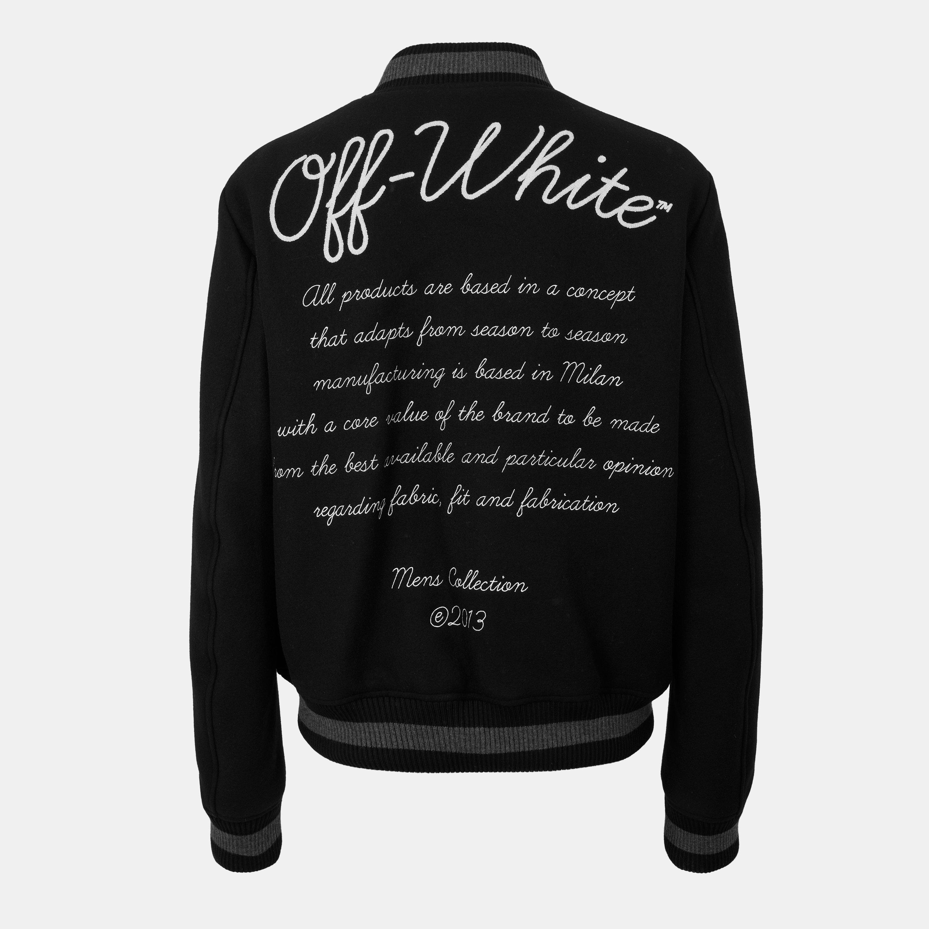 Schwarz/Weiß - Off White - Men's Off-White Varsity Jacket - 2