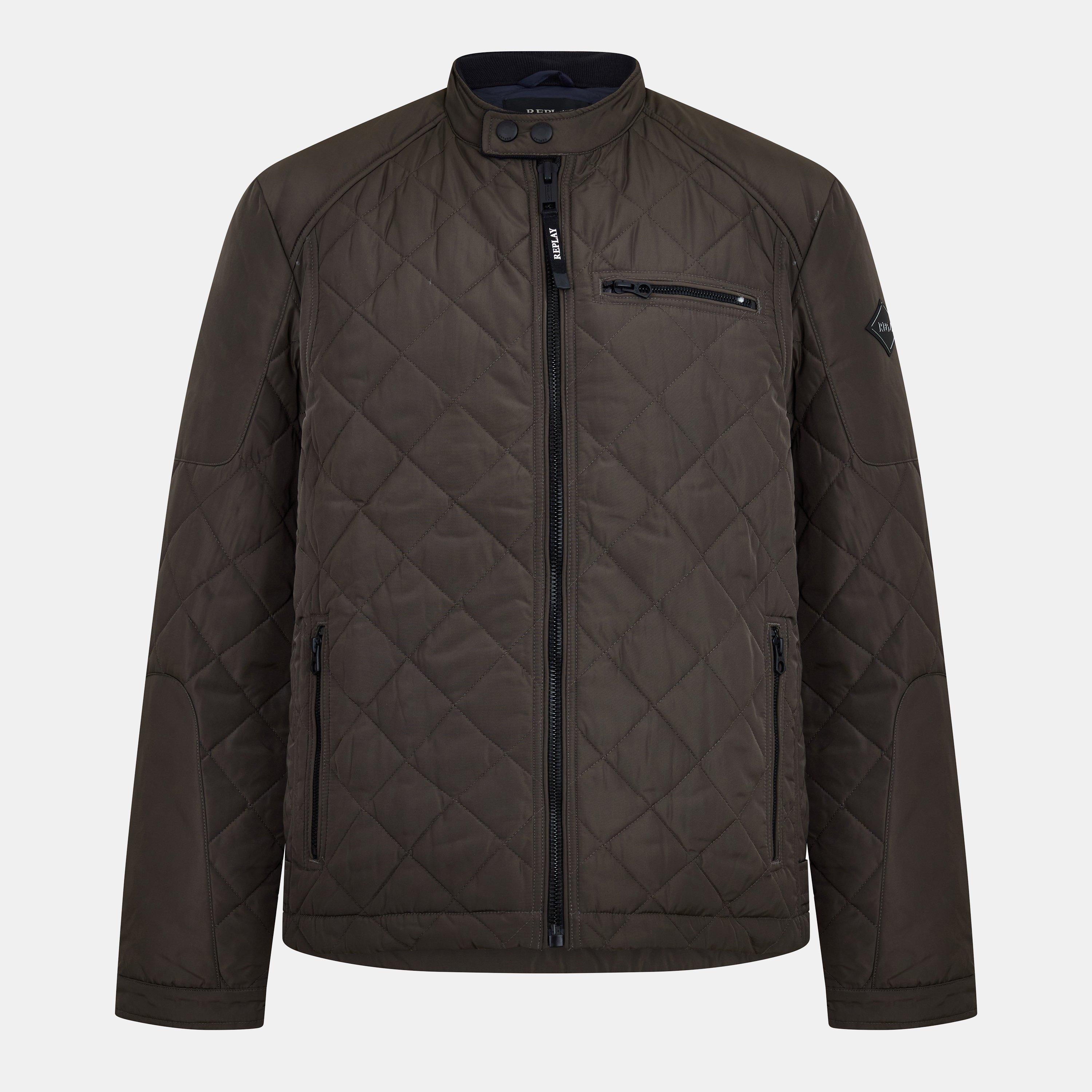 Olive - Replay - Men's Biker Diamond Quilted Jacket - 1