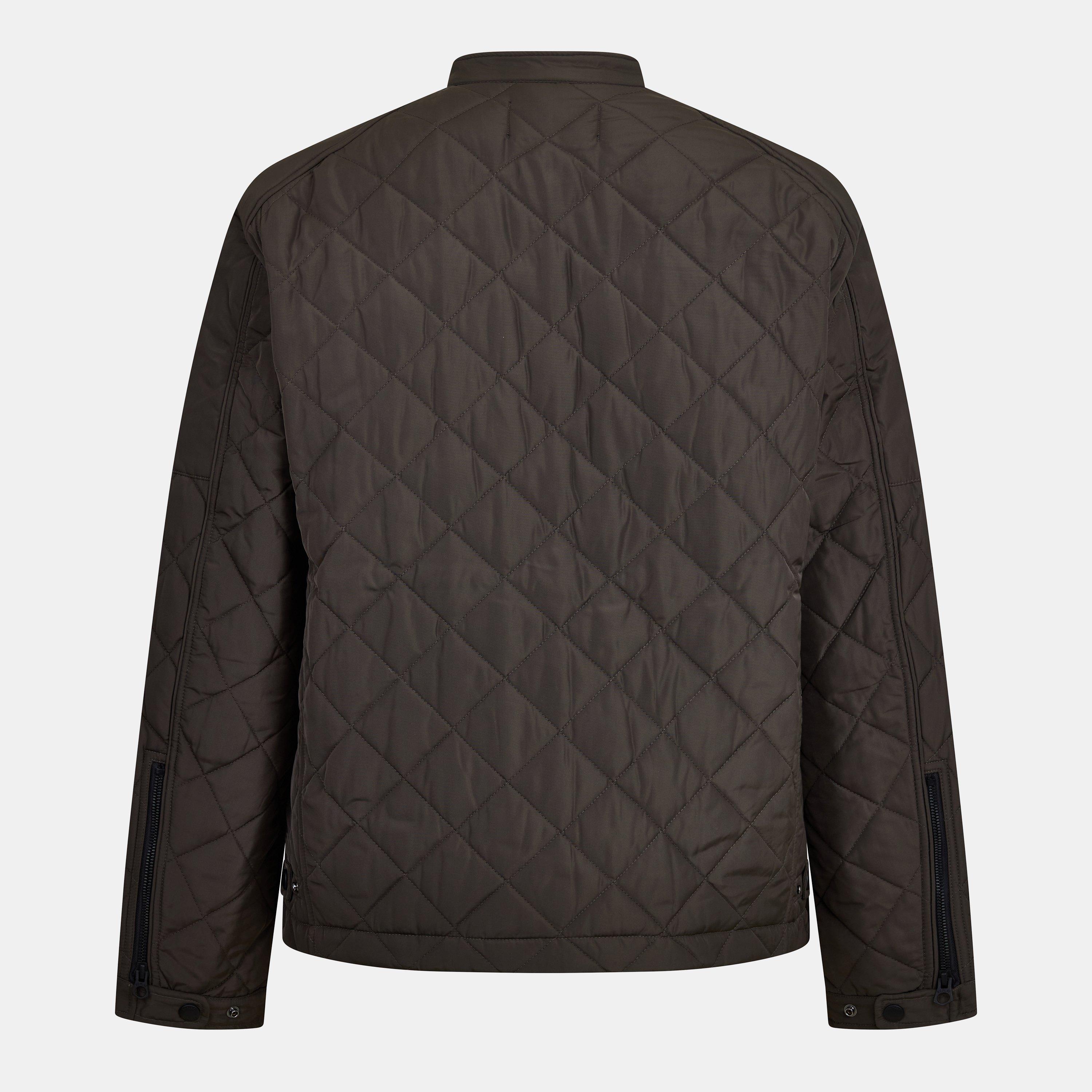 Olive - Replay - Men's  Diamond Quilted Biker Fitted Jacket - 2