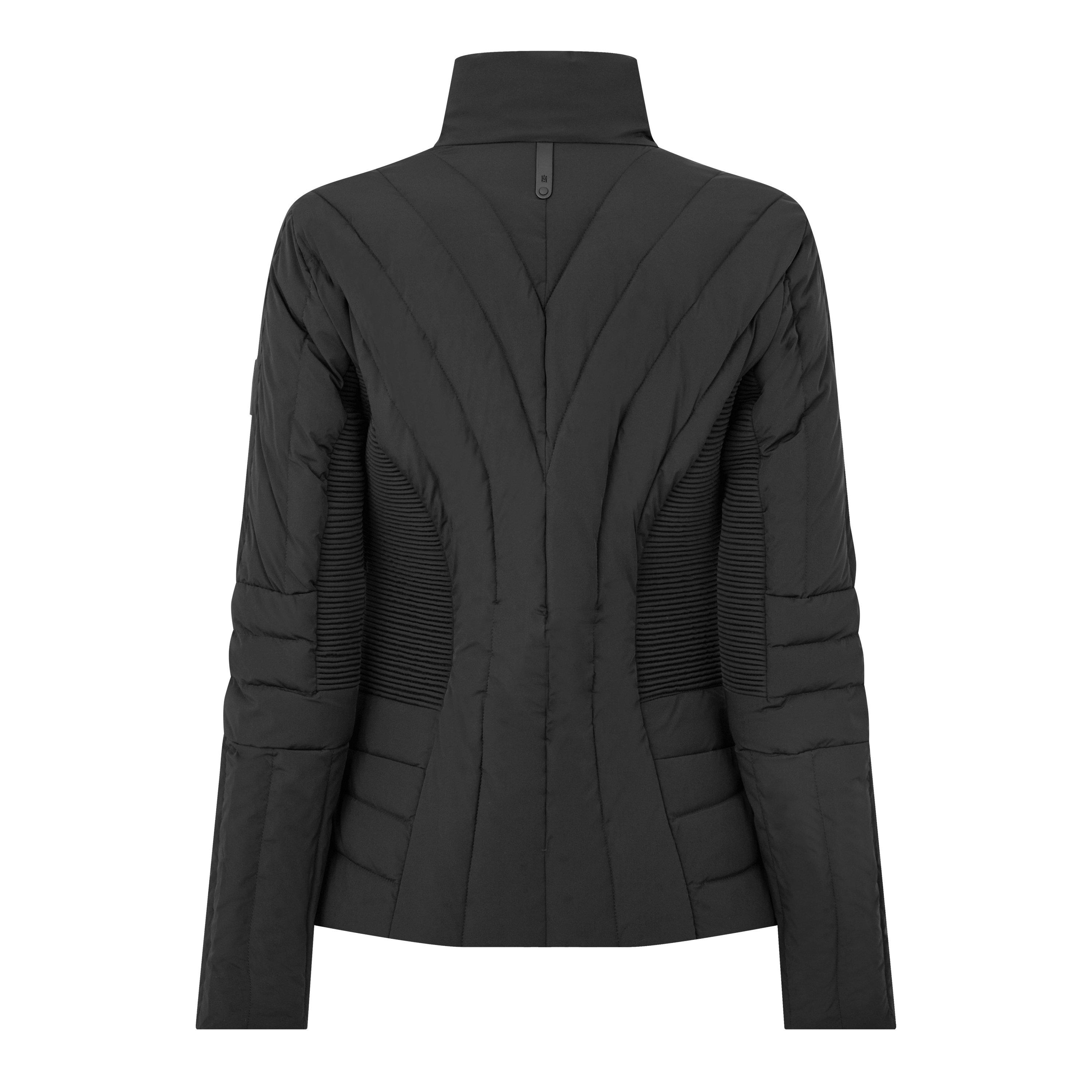 Black - Mackage - Women's Alma Smocked Goose Down Funnel Neck Long Sleeve Short Puffer Jacket - 6
