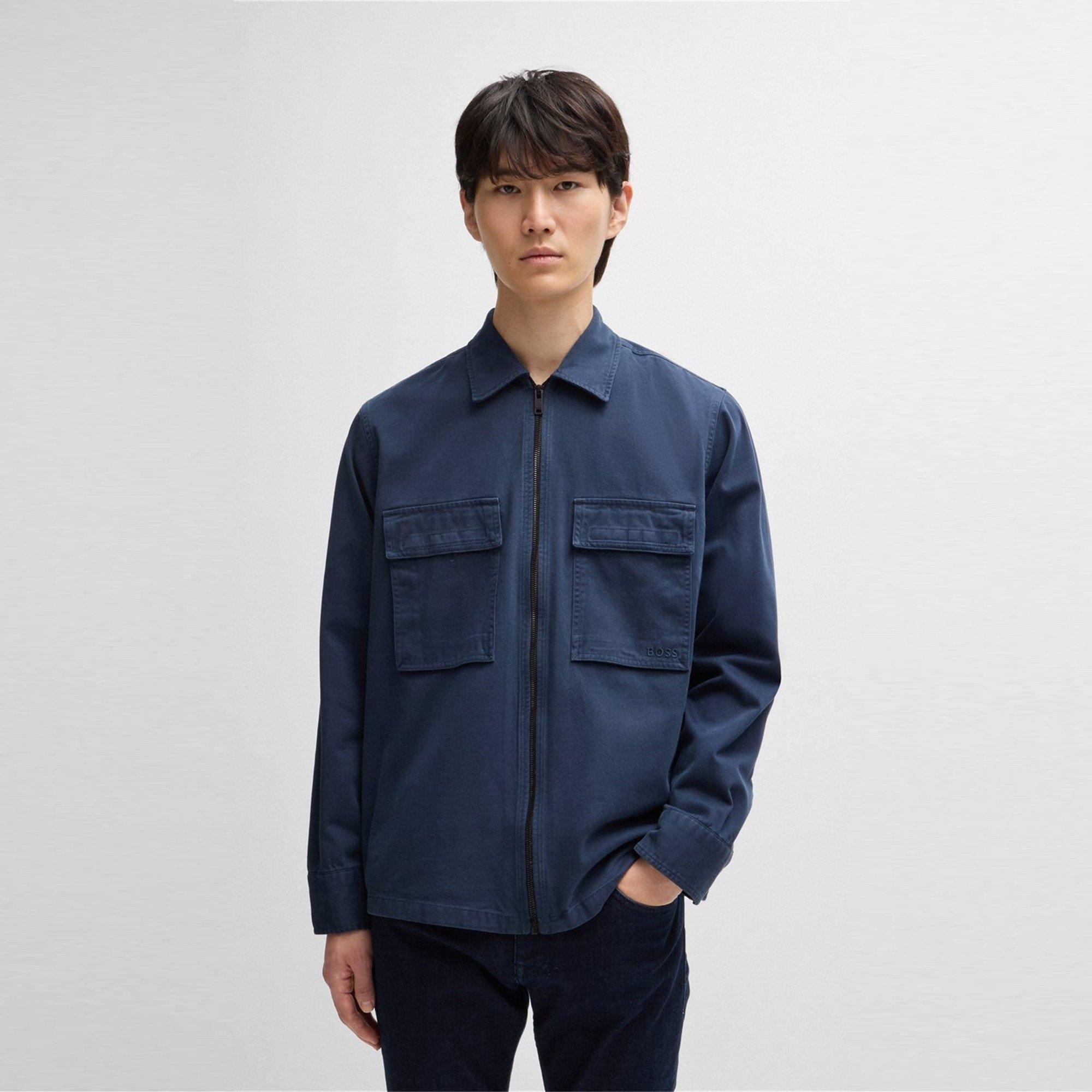 Boss Men's Lovel Zipped Overshirt - Open Blue - S