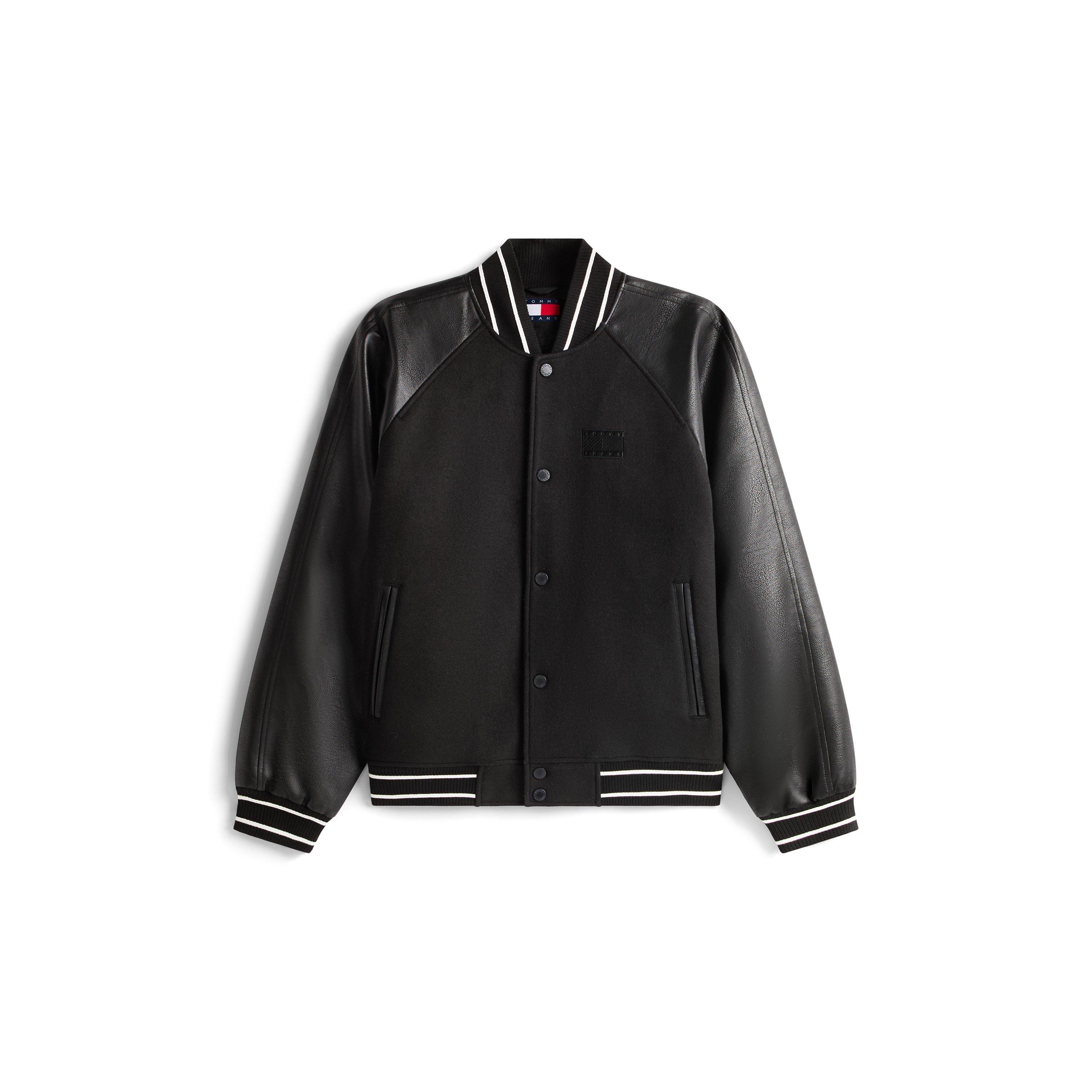 Black - Tommy Jeans - Men's Flag Varsity Jacket - 1
