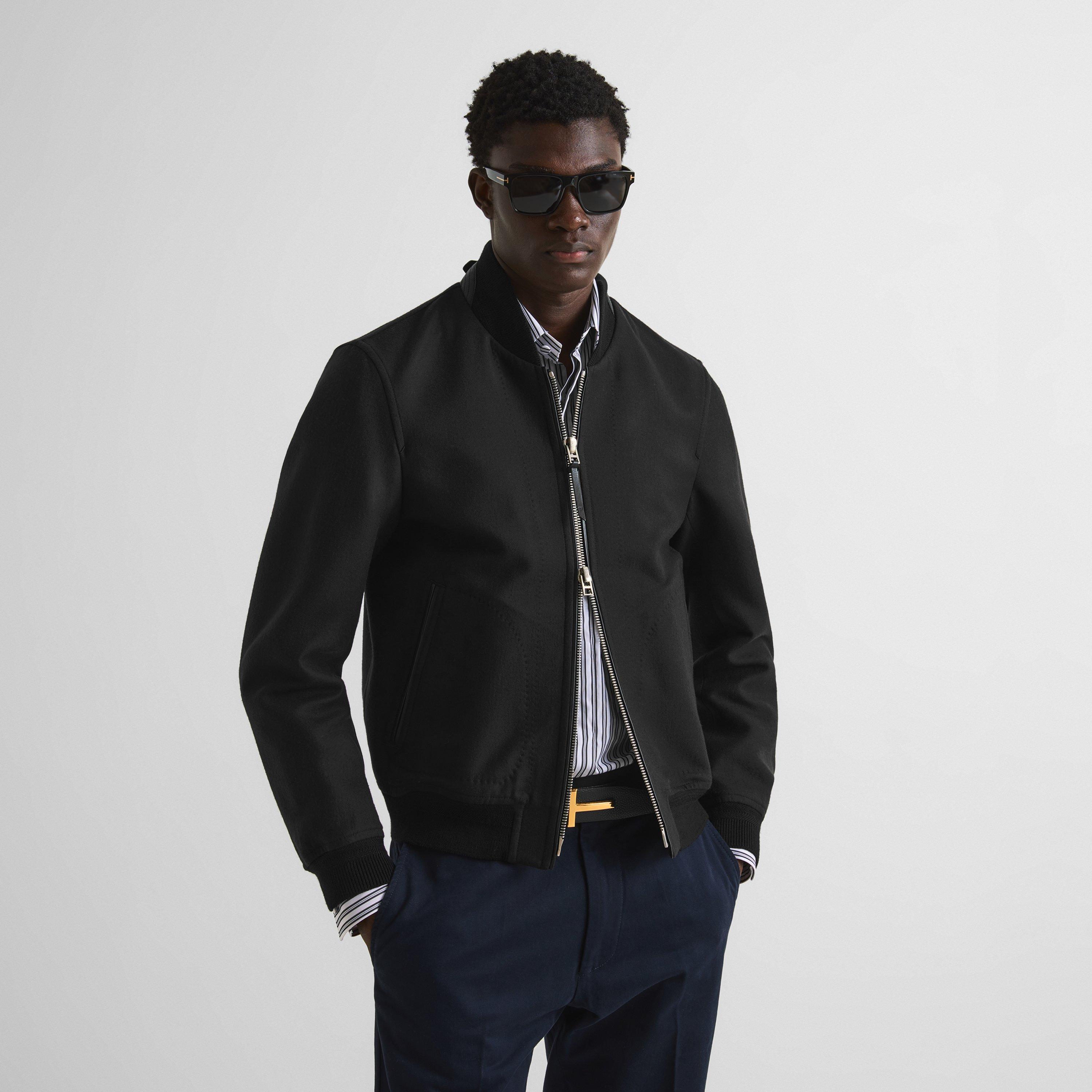 Black - Tom Ford - Men's Wool Bomber Jacket - 3