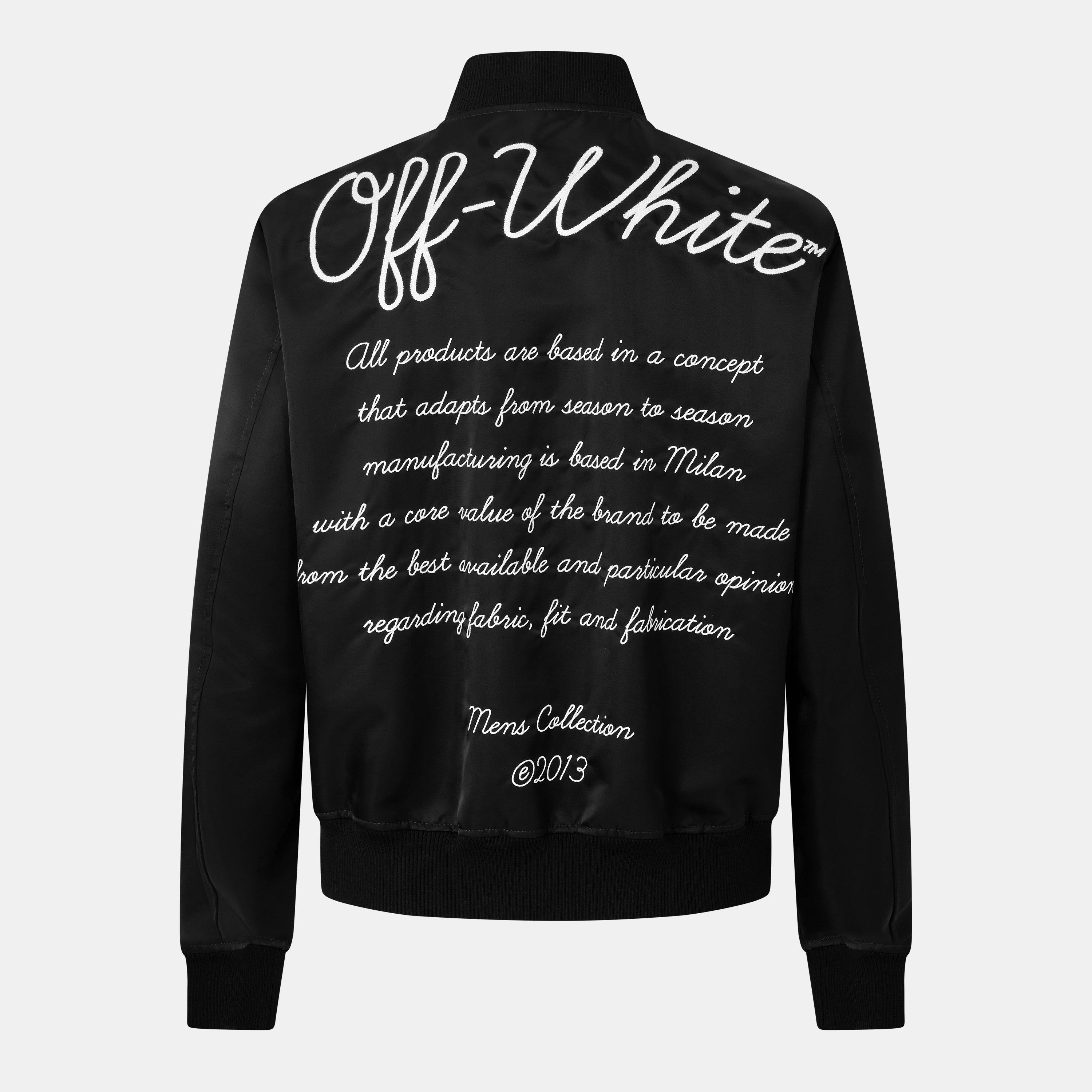 Black/White - Off White - Men's Monogram Long Sleeve Stand Collar Bomber Jacket - 2