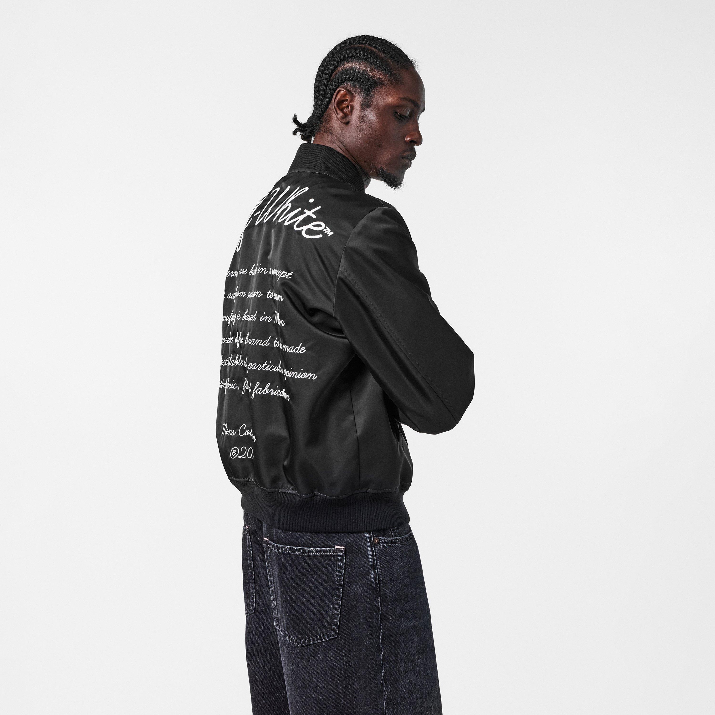 Black/White - Off White - Men's Monogram Long Sleeve Stand Collar Bomber Jacket - 4