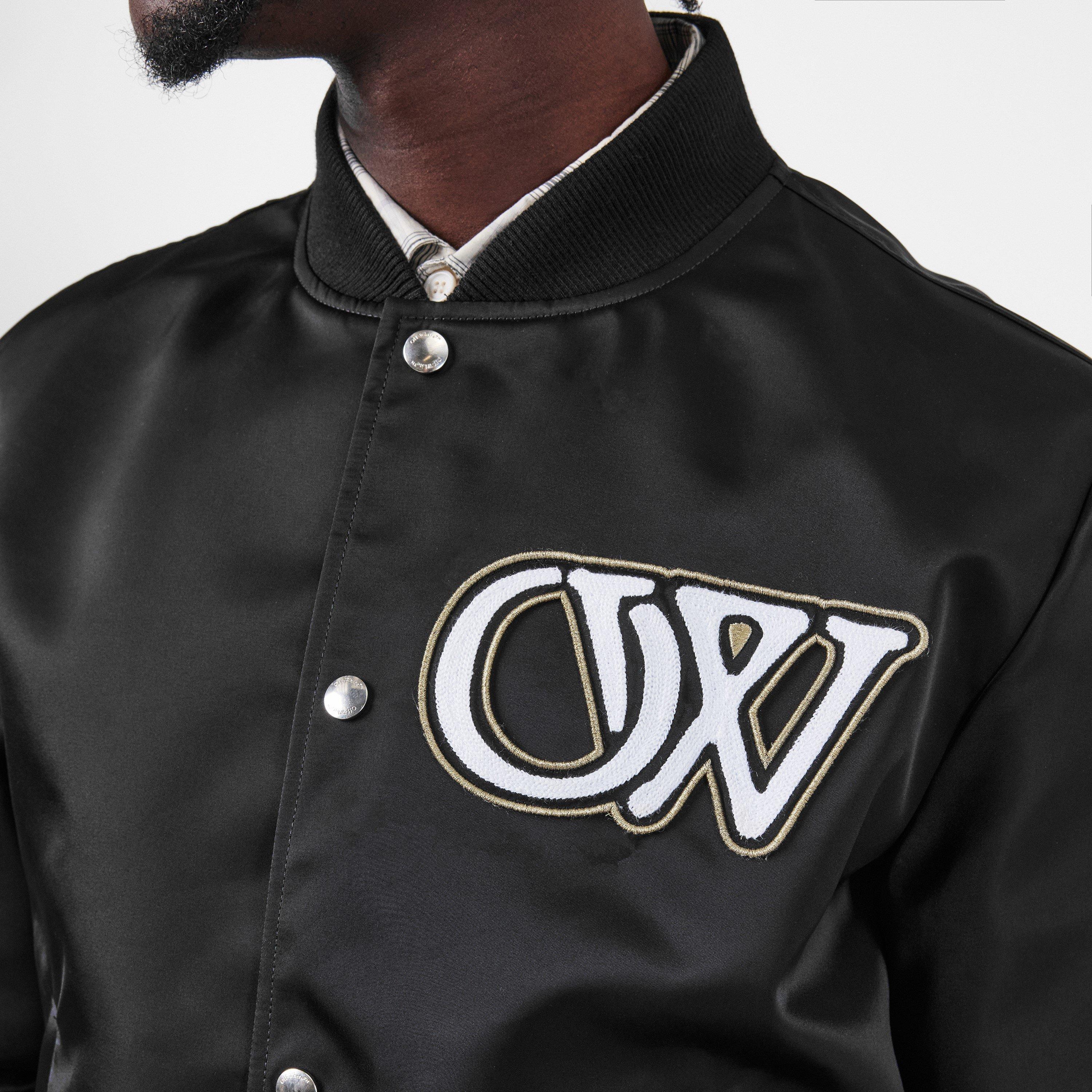 Black/White - Off White - Men's Monogram Long Sleeve Stand Collar Bomber Jacket - 5