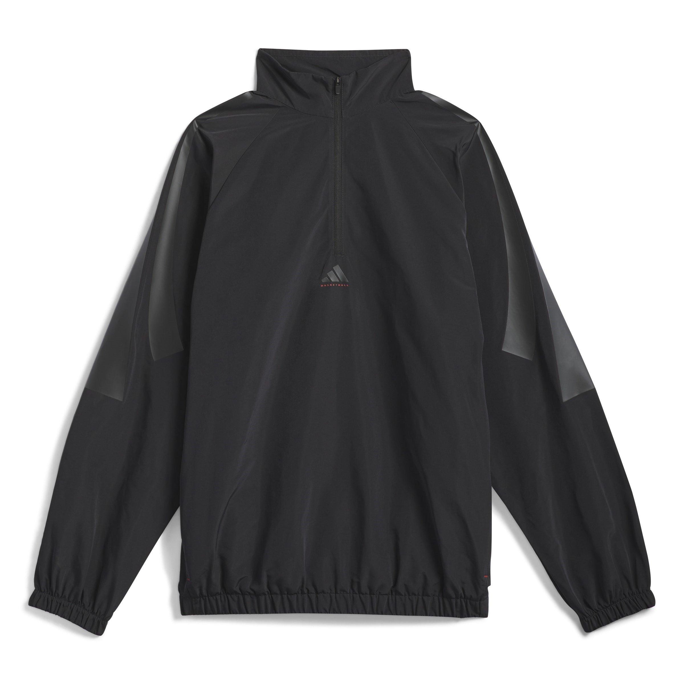 Black - adidas - Men's Basketball Half Zip Long Sleeve Windbreaker - 1